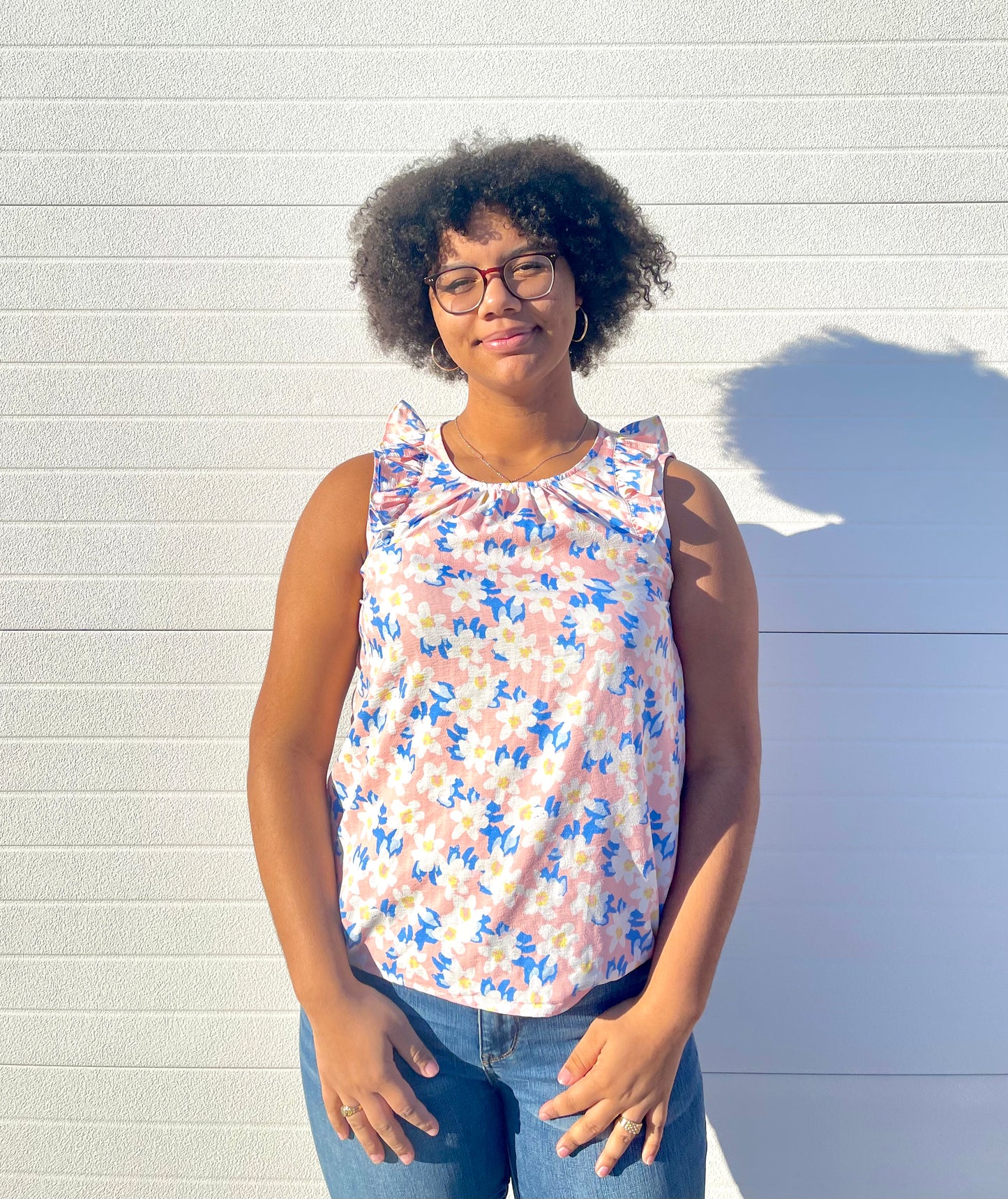 STACCATO- Blush Ruffled Floral Print Top