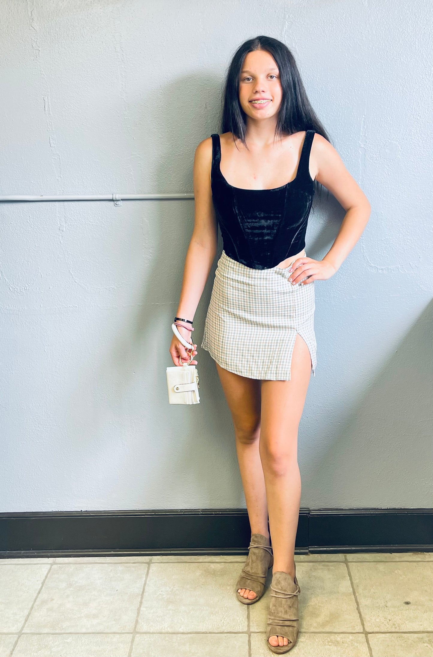 HYFVE- Plaid Mini Skirt w/ Slit