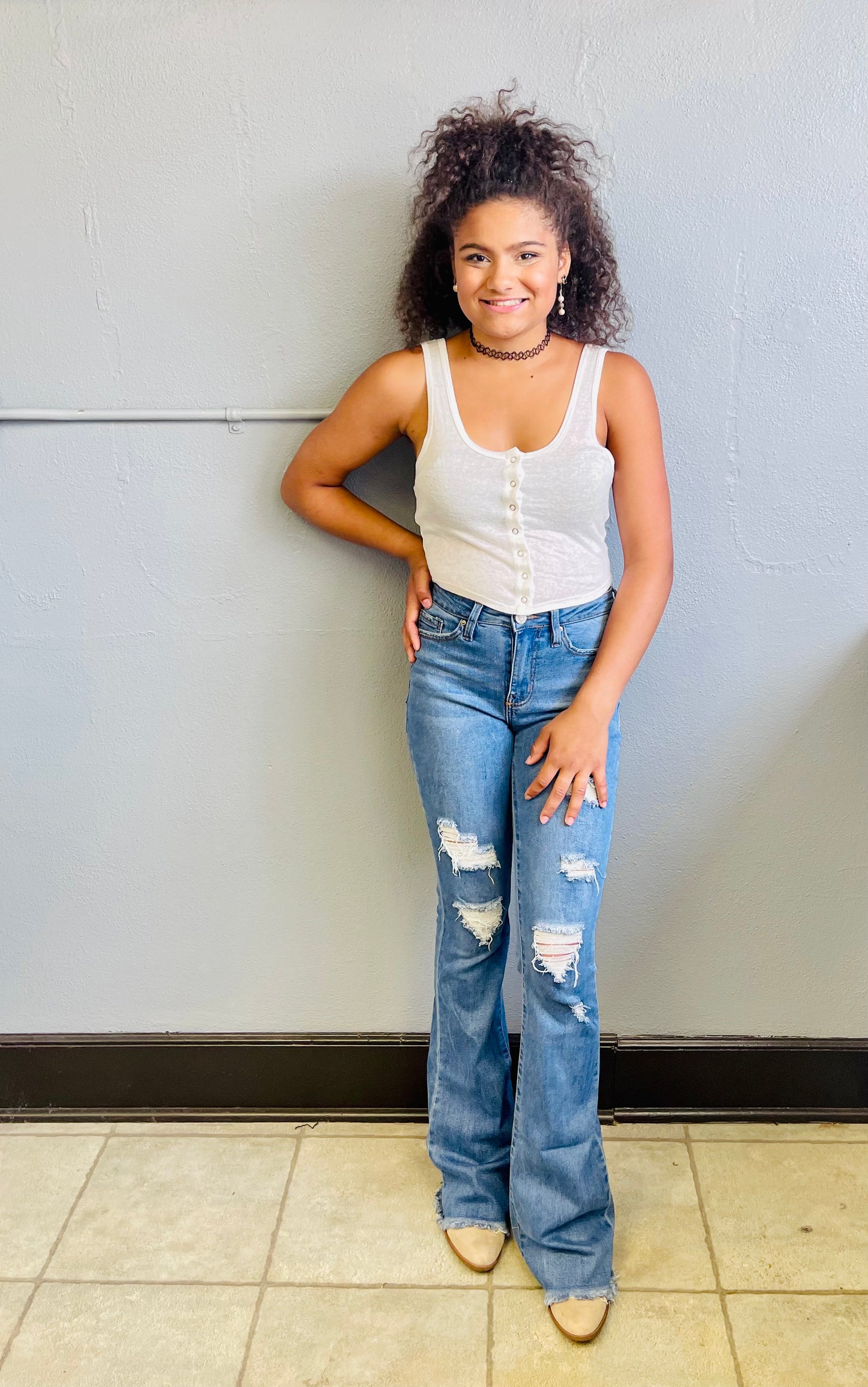 HYFVE- Snap Button Front Crop Tank Top