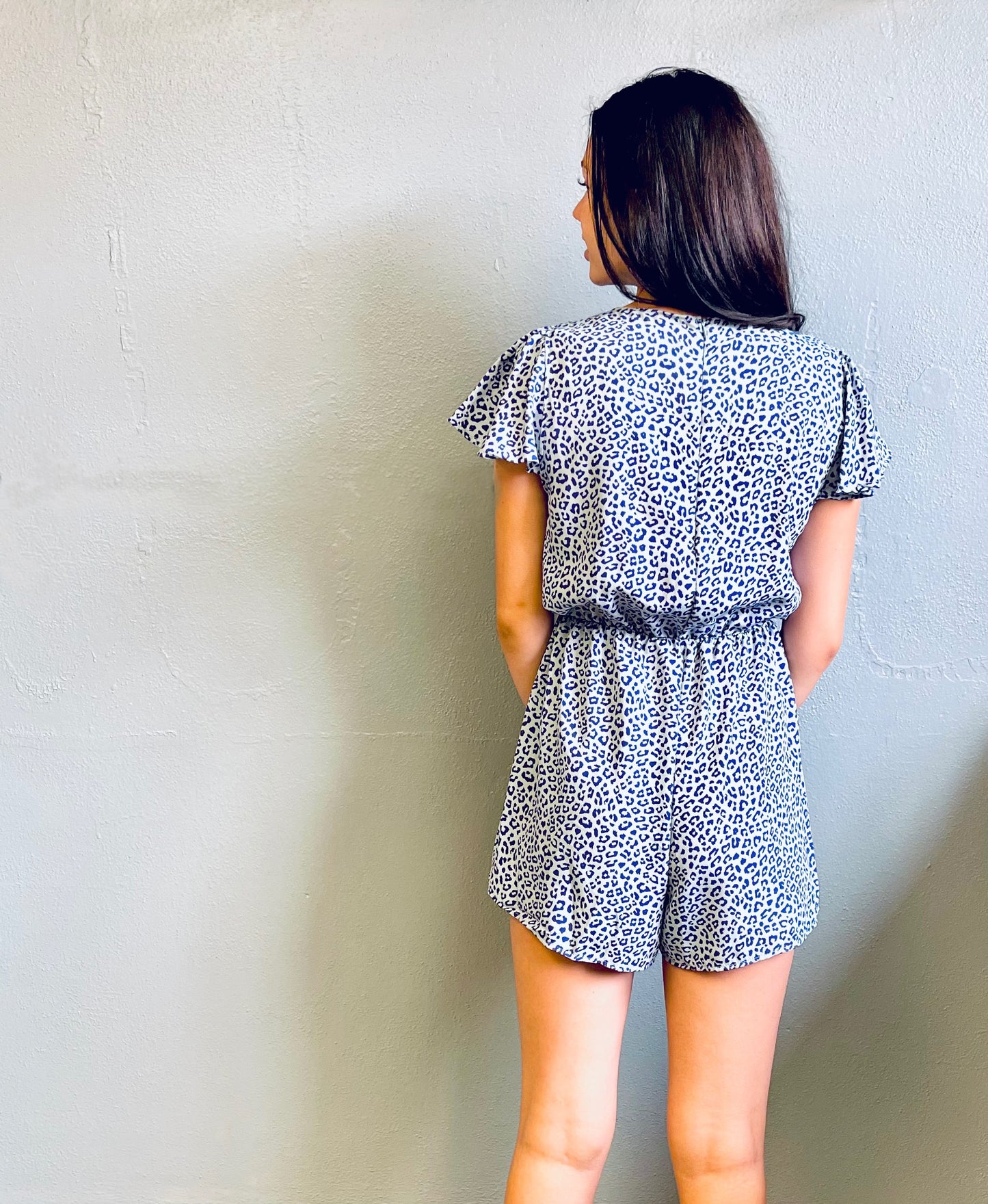 CES FEMME- Blue Leopard Romper
