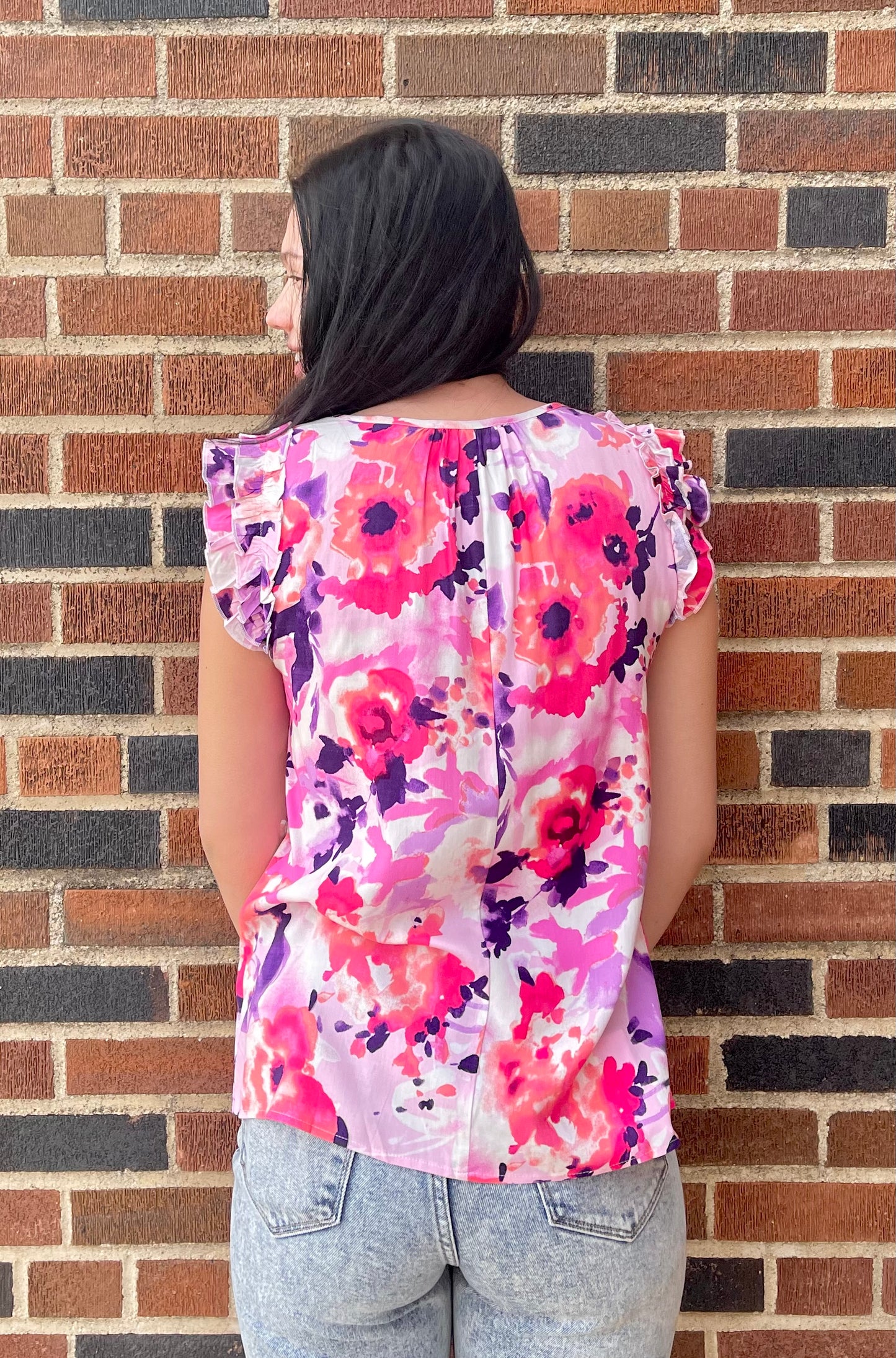 STACCATO- Sleeveless, Ruffled Floral Print Top