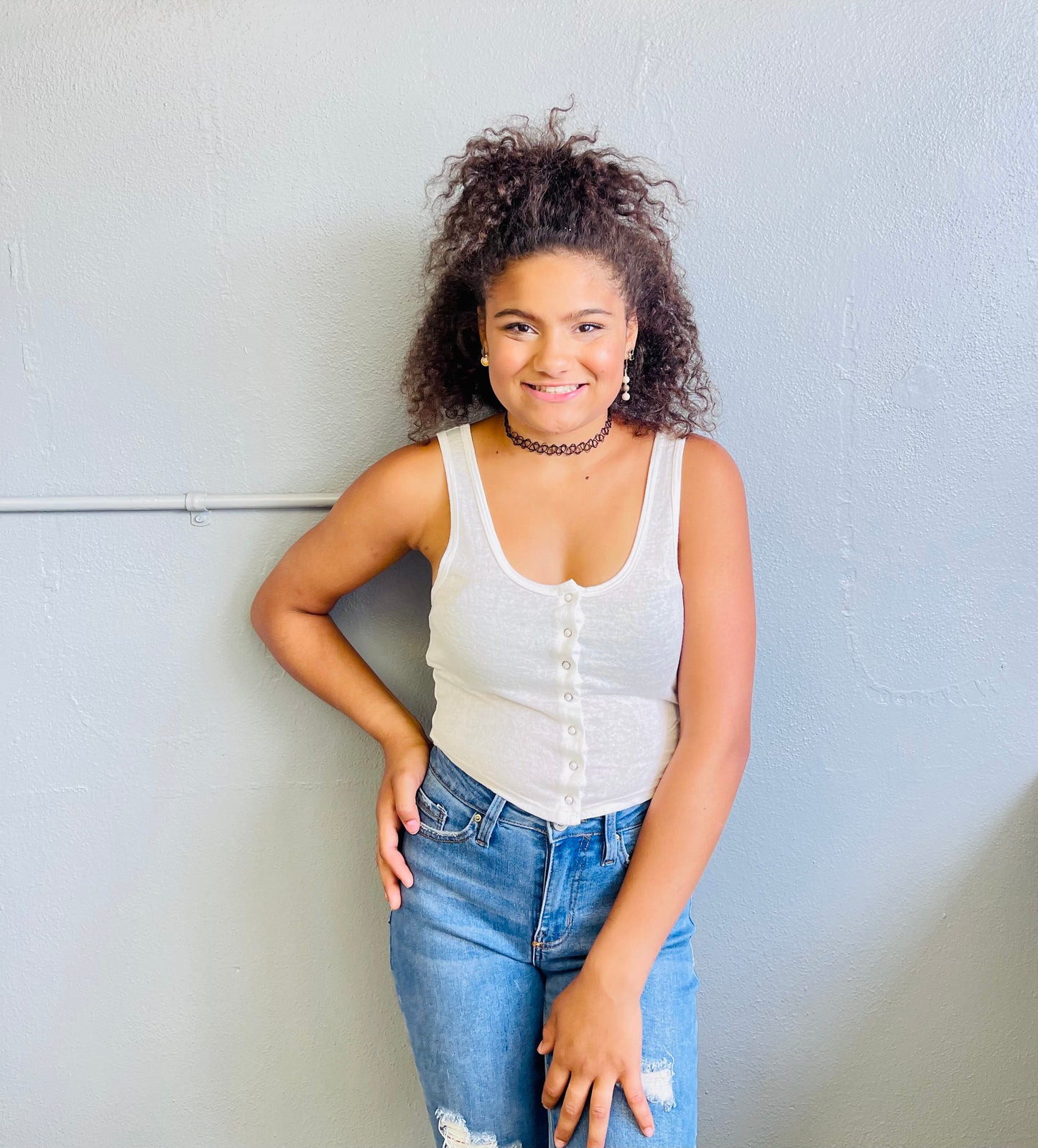 HYFVE- Snap Button Front Crop Tank Top