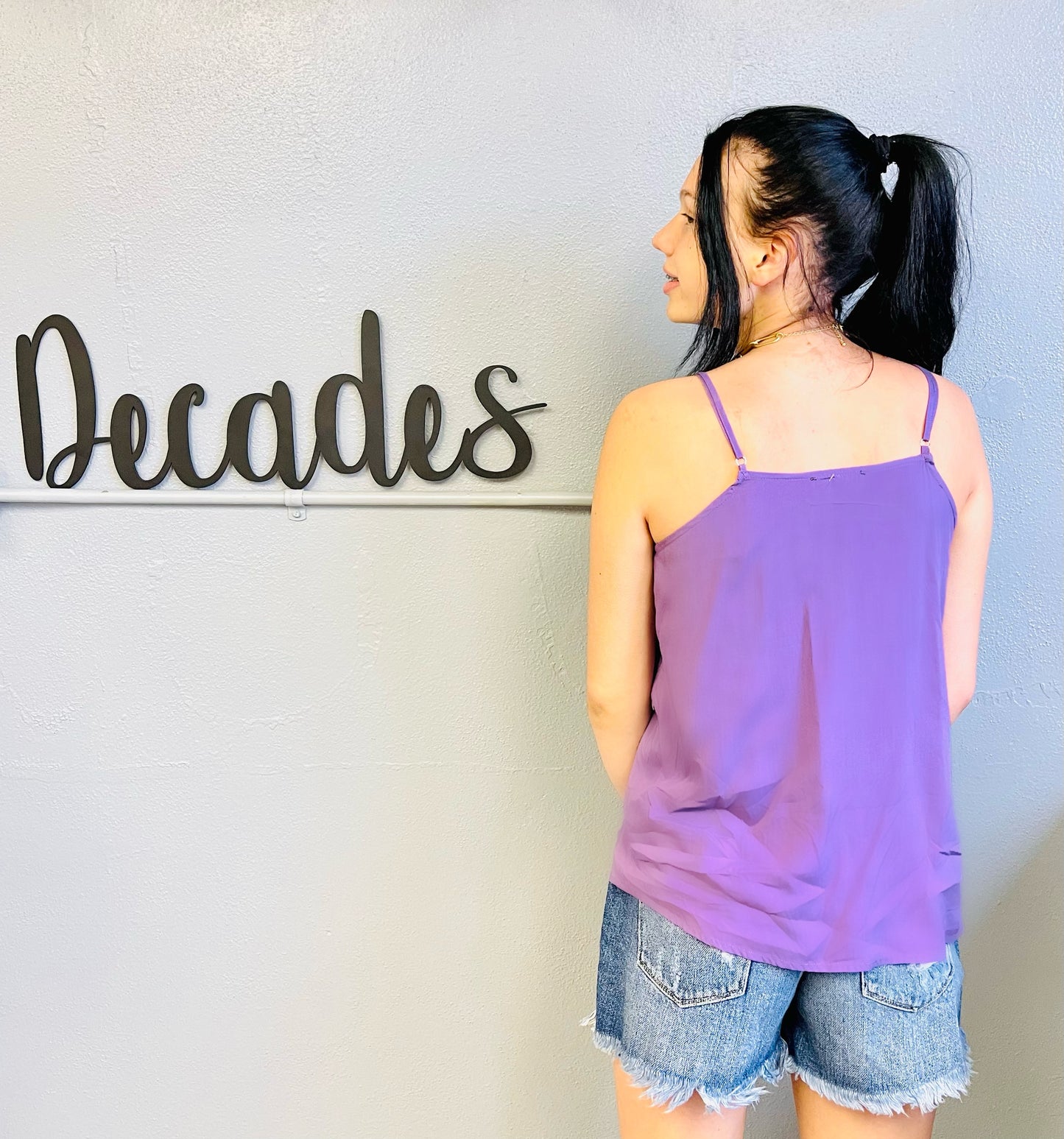 STACCATO- V Neck Lace Trimmed Front Top