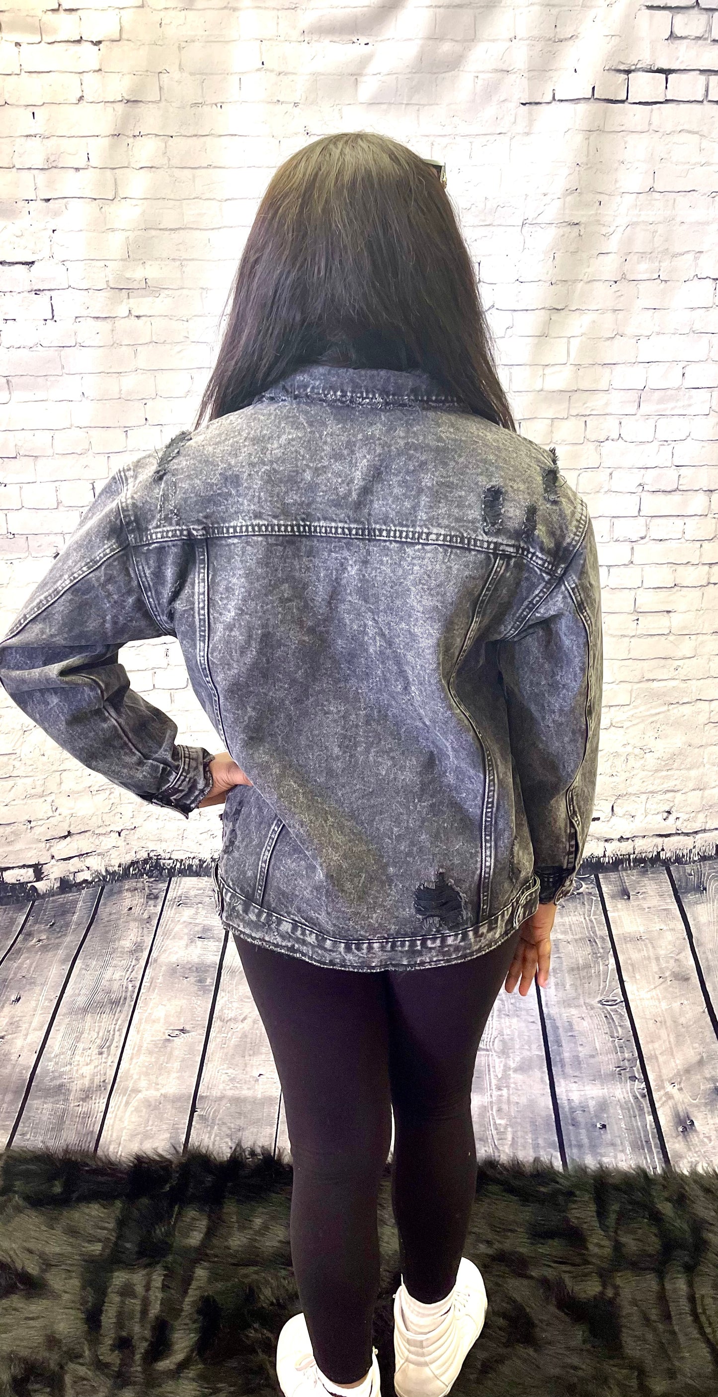 I&M- Oversized Washed Black Denim Jacket