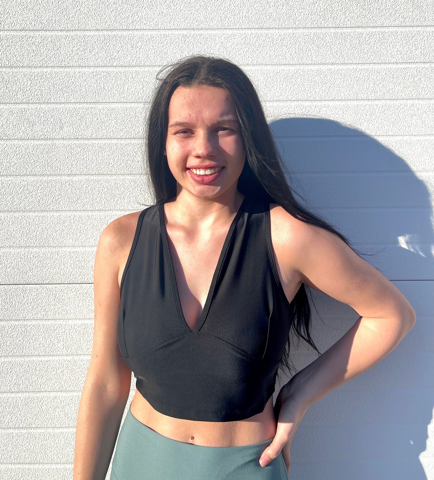 MAIN STRIP- Deep V Neck Back Cut Out Bra Top