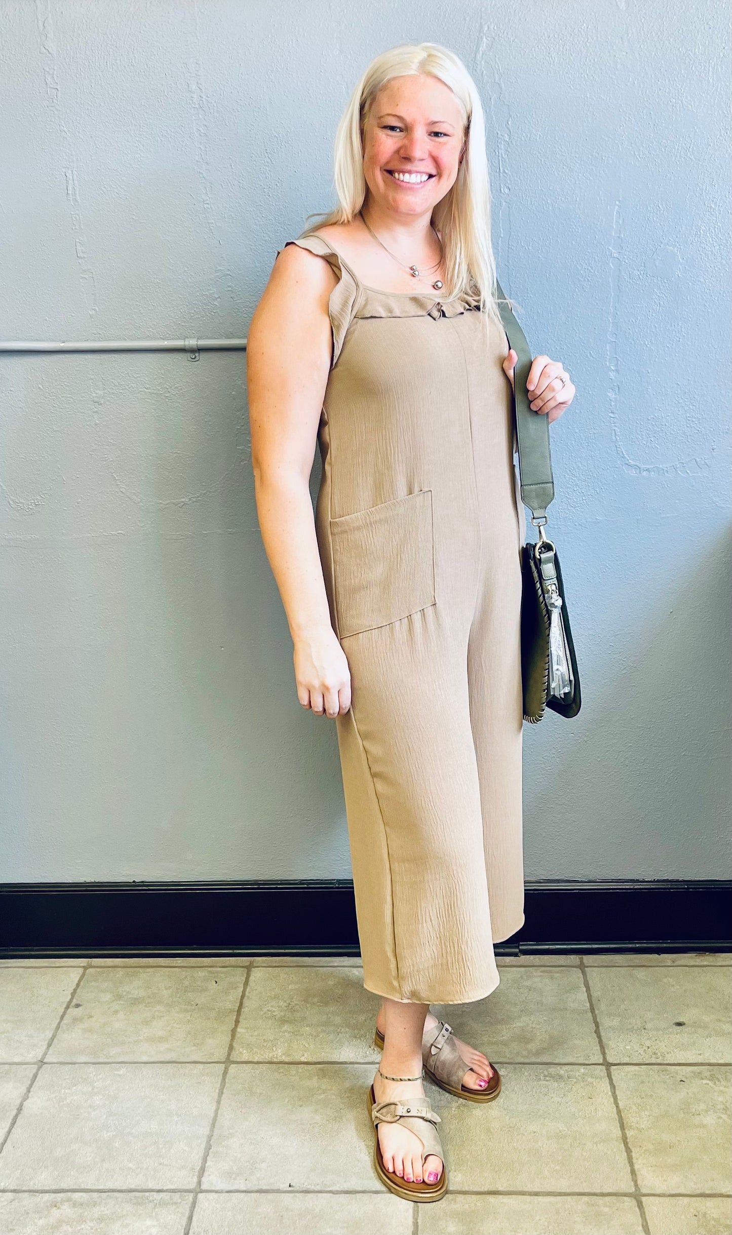 CES FEMME- Ruffled Jumpsuit w/ Pockets