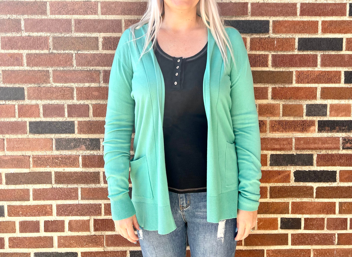Staccato- Open Front, Long Sleeve, Side Pockets, Basic Cardigan