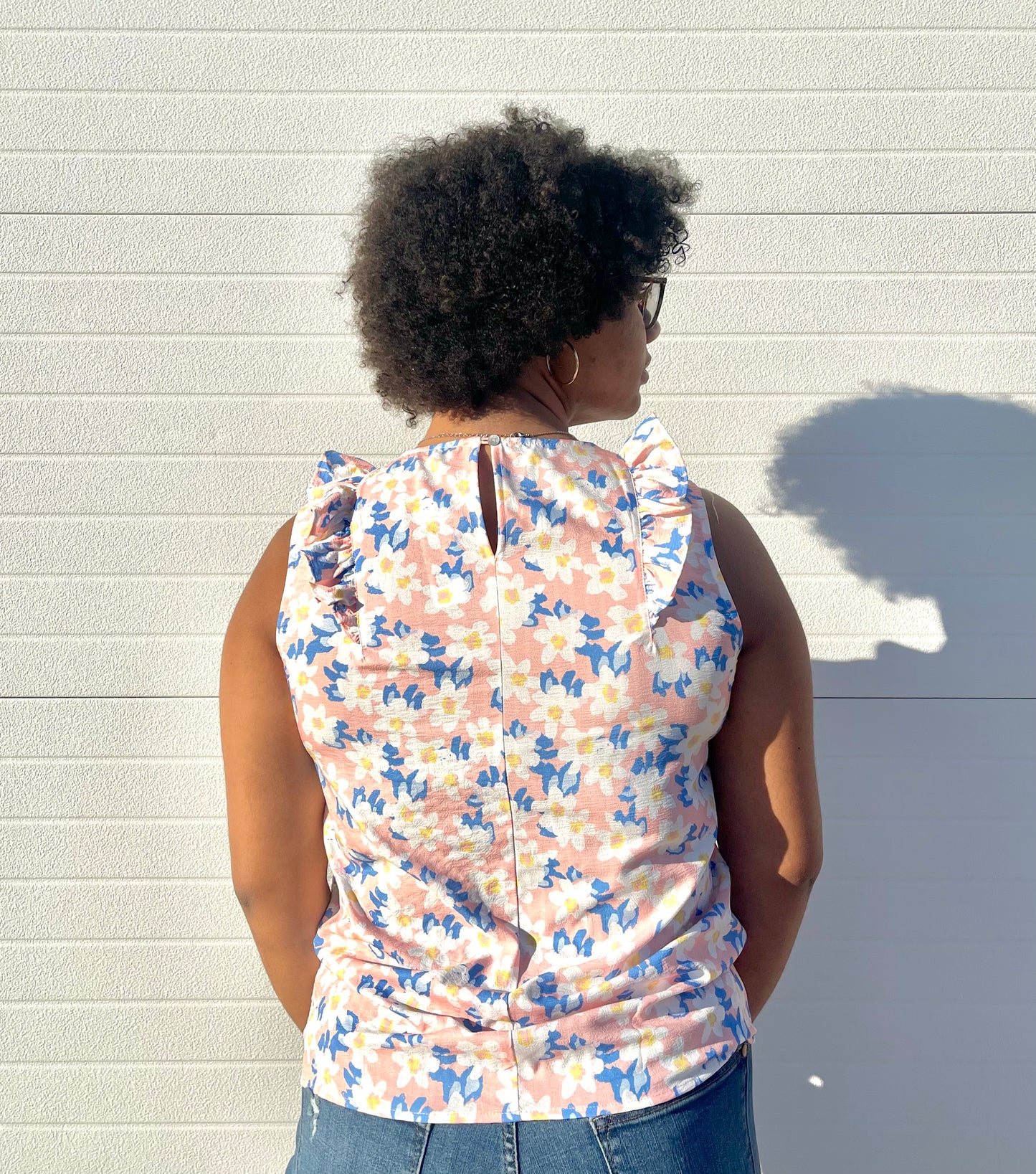 STACCATO- Blush Ruffled Floral Print Top