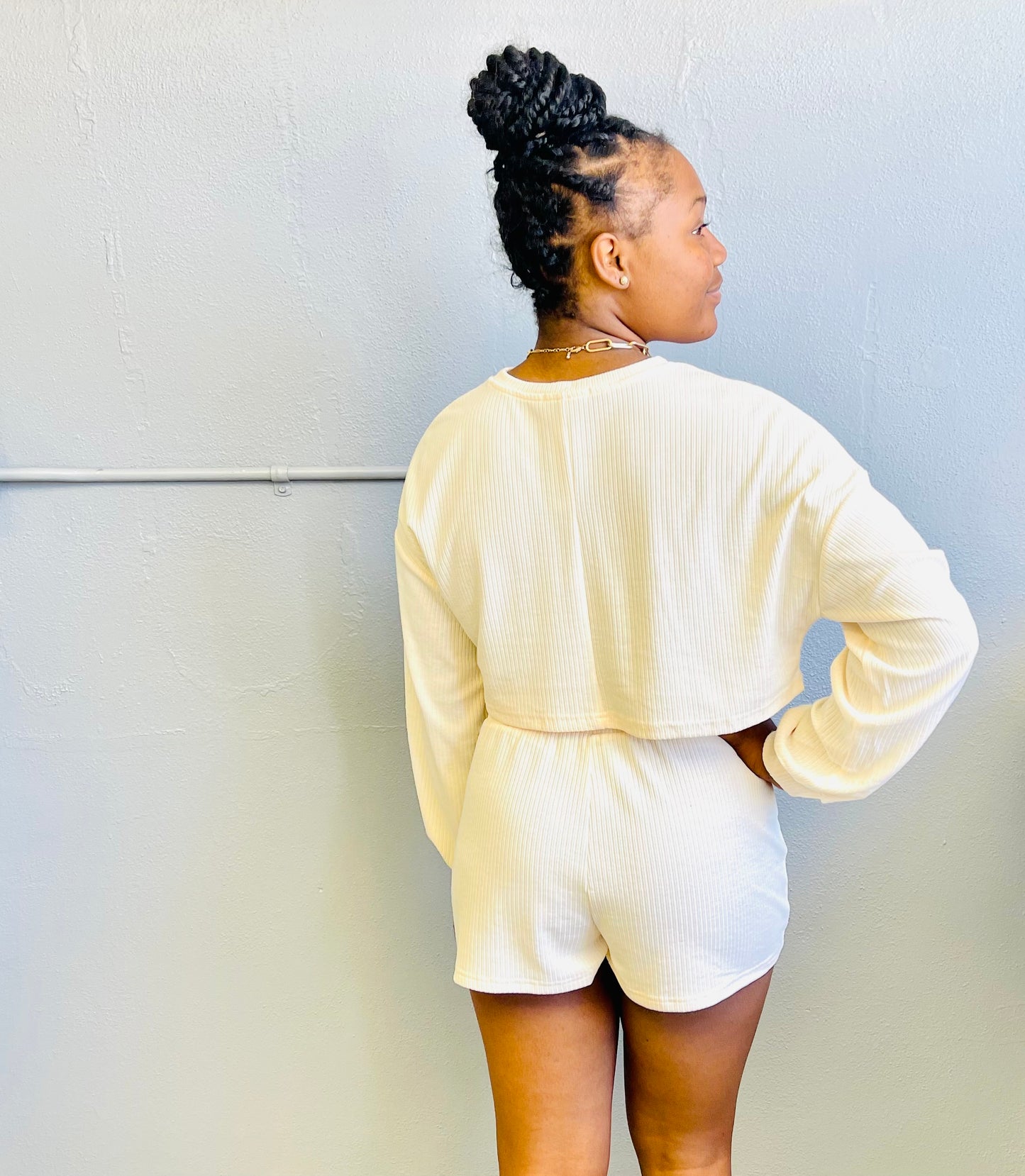 HYFVE- Cropped Pullover & Shorts Set