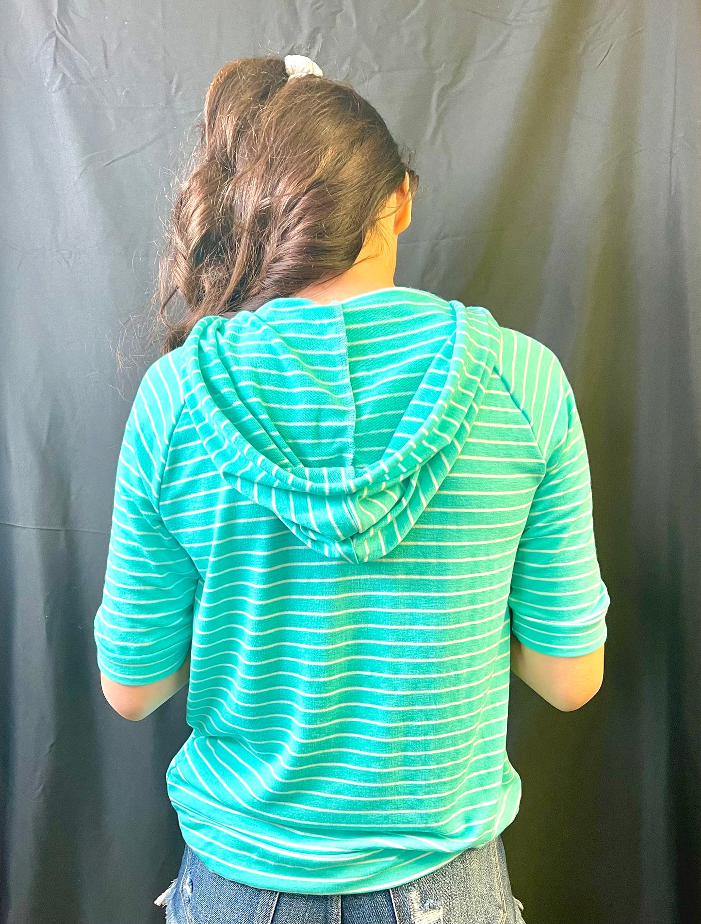 STACCATO- Shoe Lace Drawstring Hoodie Top