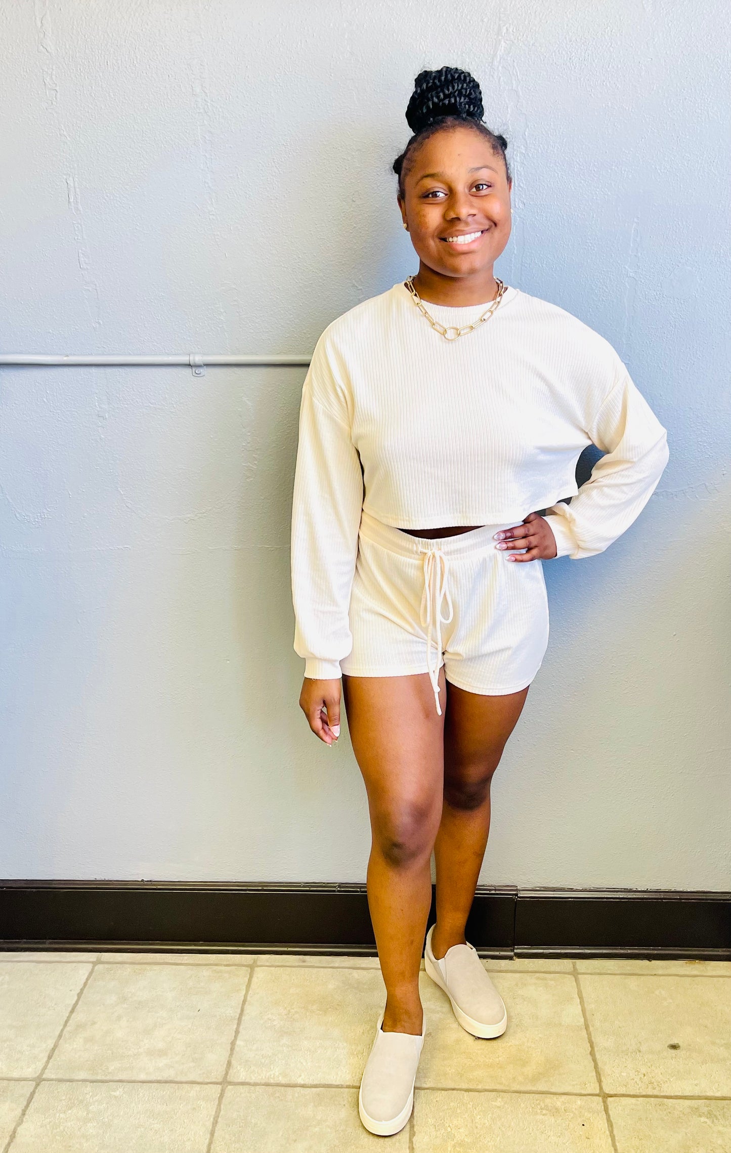 HYFVE- Cropped Pullover & Shorts Set