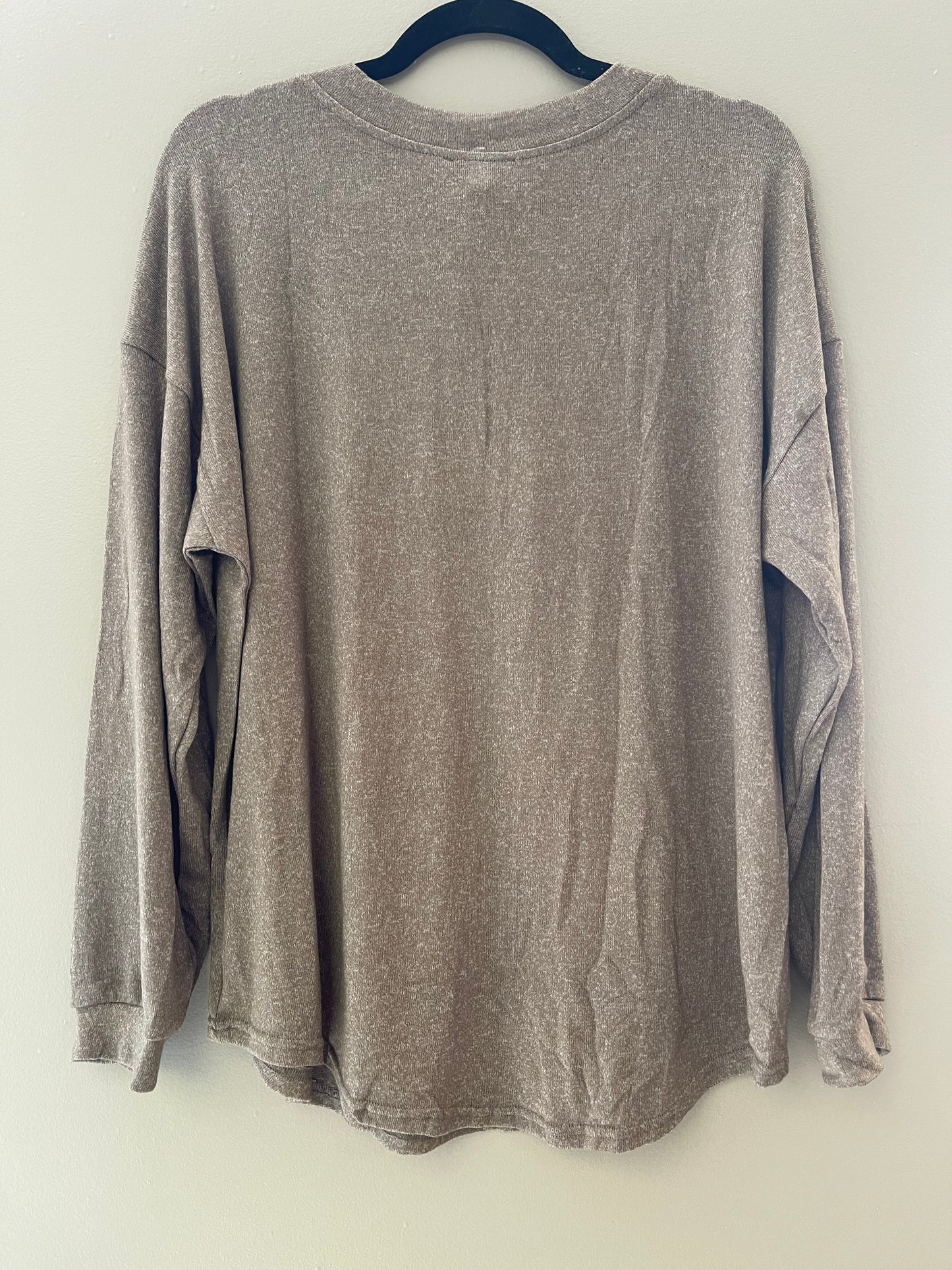 PERCH/MINE- Long Sleeve Button Detail Knit Top (LT OLIVE)