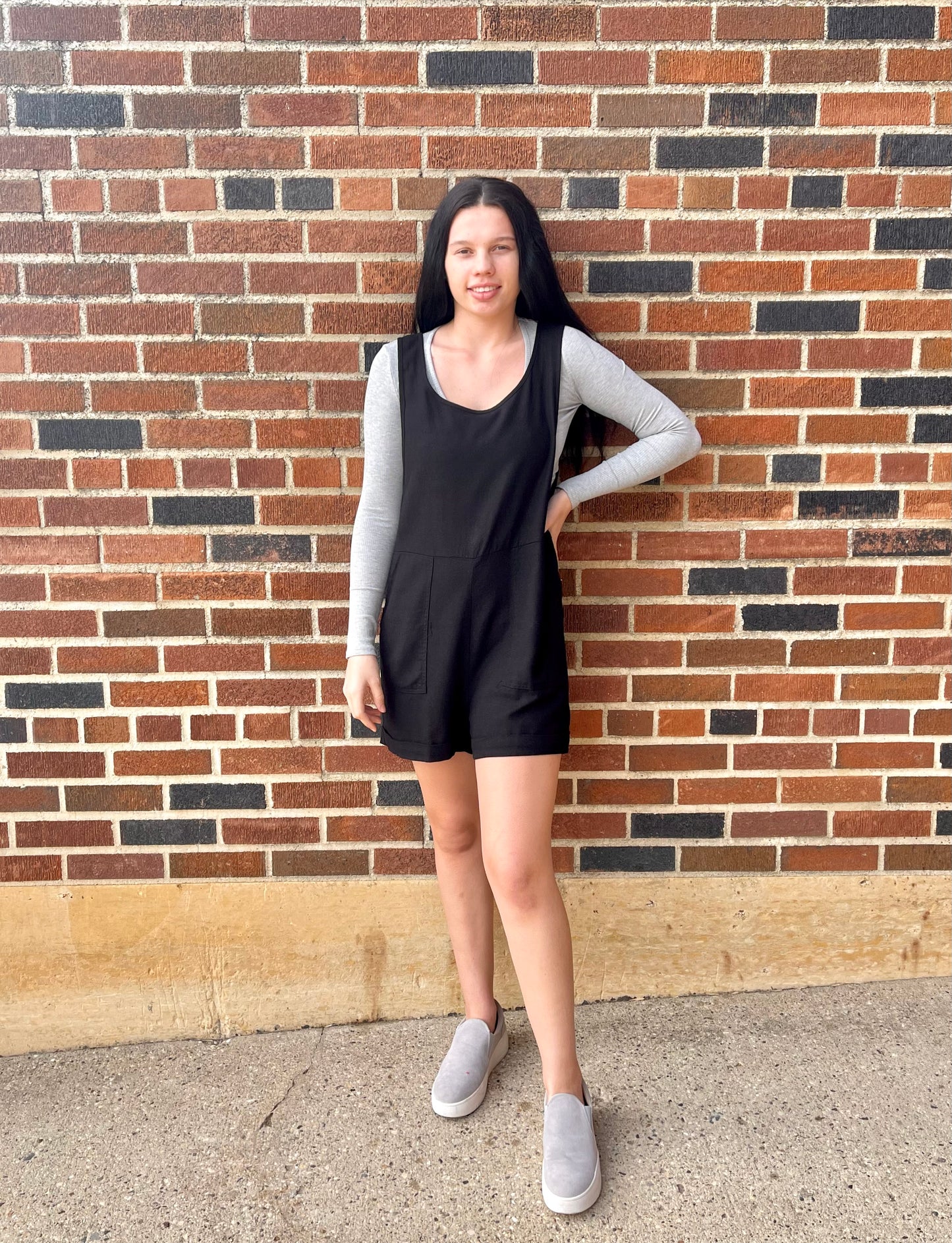 ZENANA- Linen Romper w/ Pockets