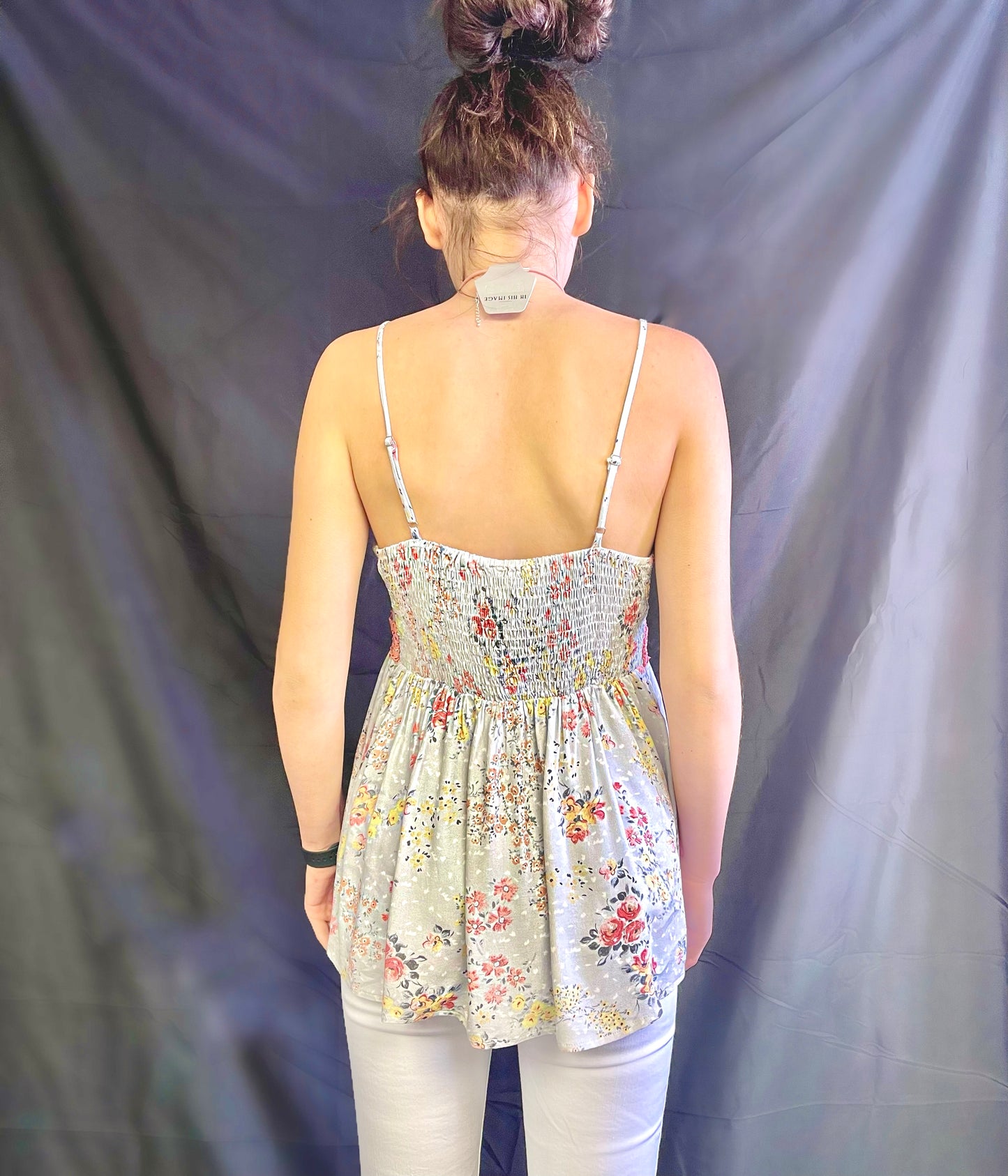 WHITE BIRCH- Ditzy Floral Printed Lace Trim Cami