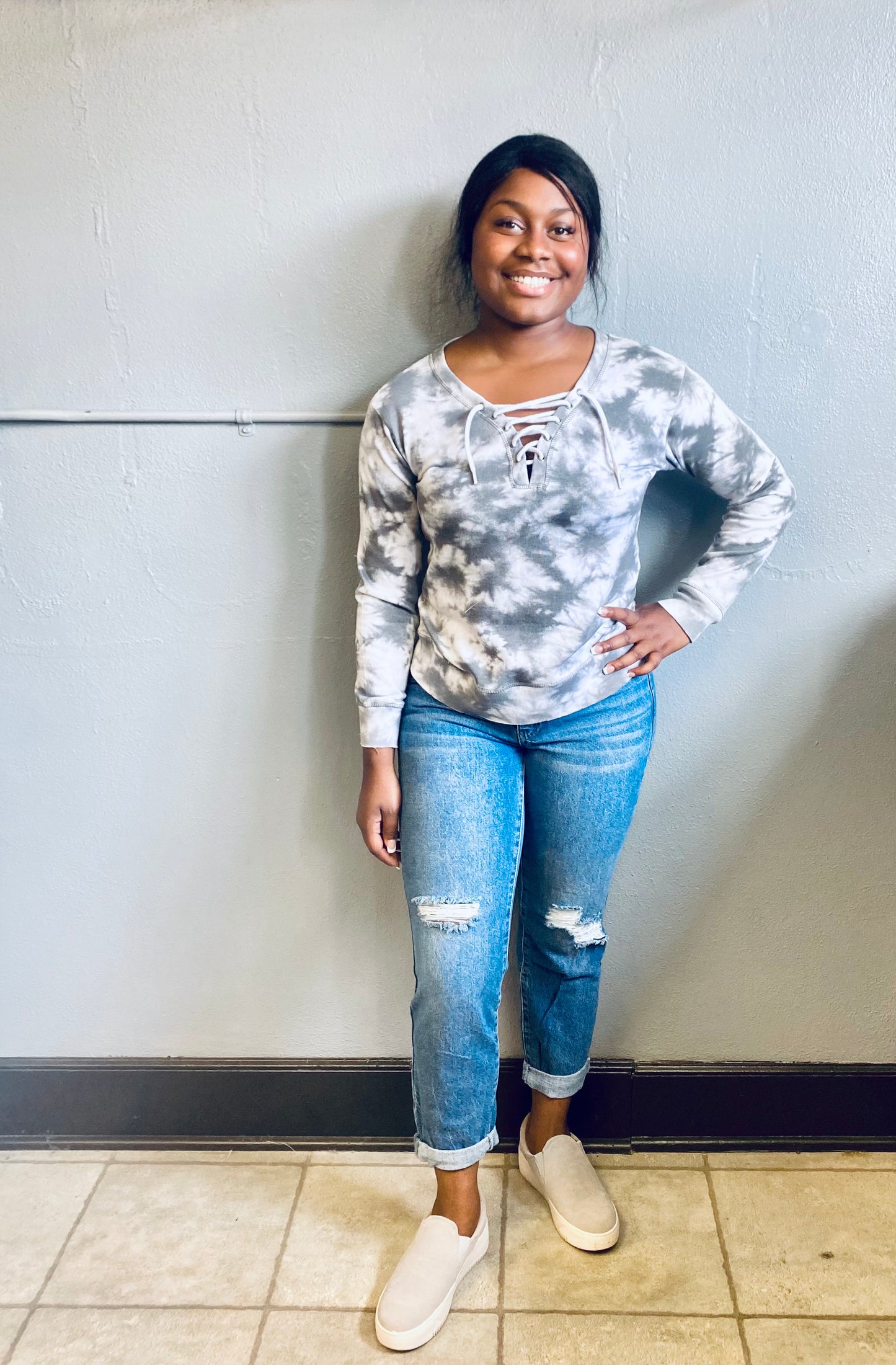 SOUTHERN SPIRIT- Tie Dye Lace Sweatshirt