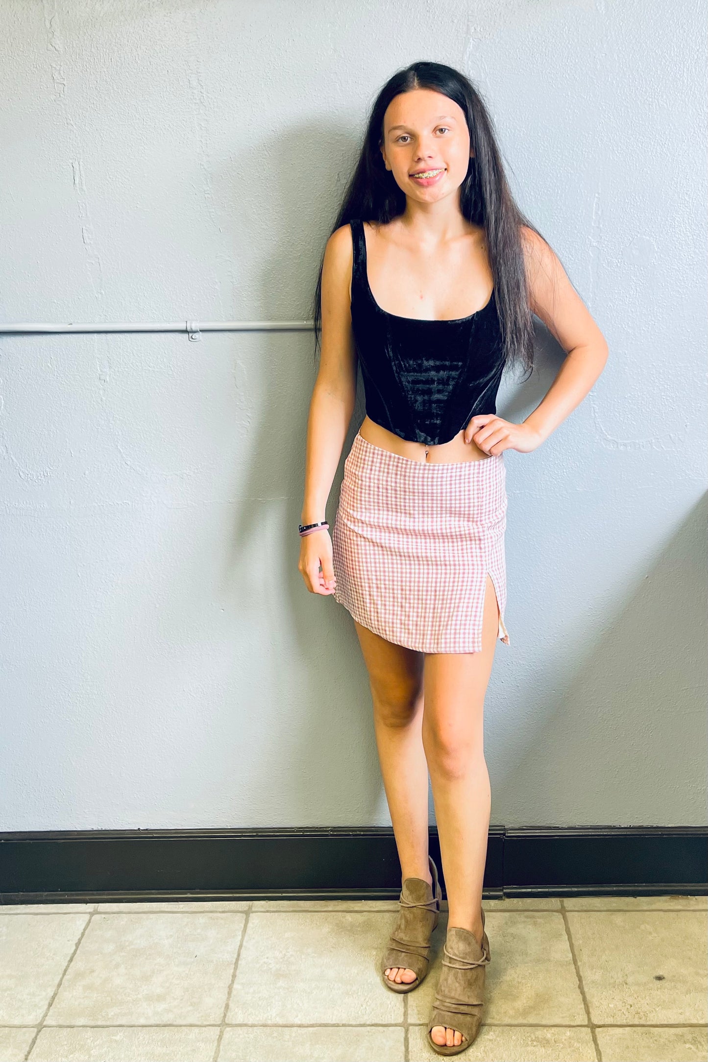 HYFVE- Plaid Mini Skirt w/ Slit