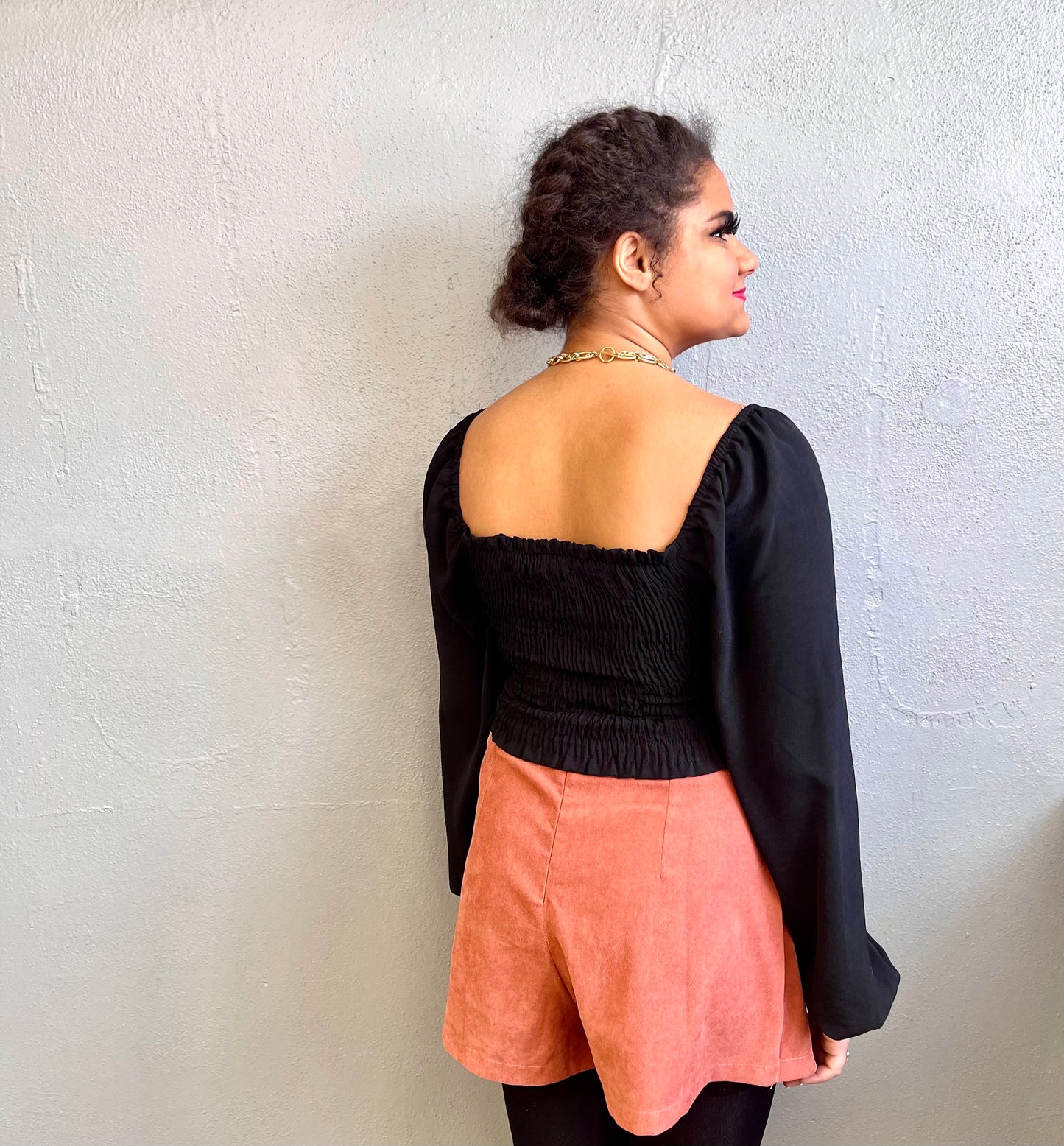 TIMING- Long Sleeve Corset Top