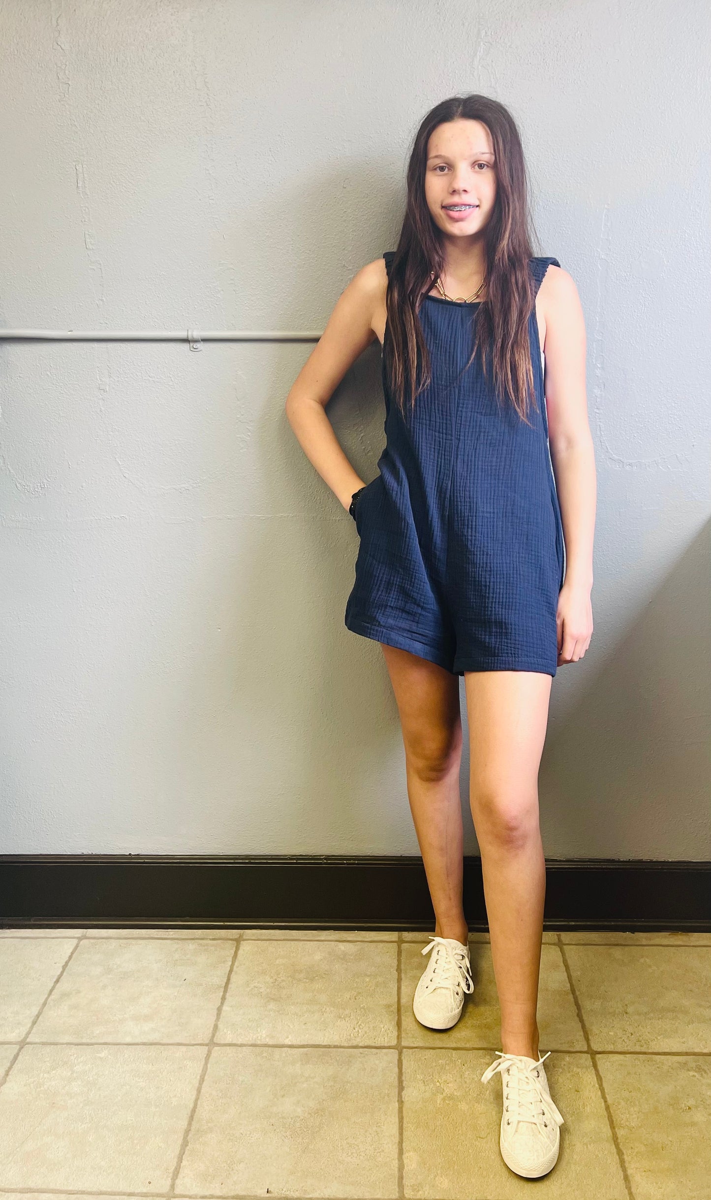 CES FEMME- Navy Romper