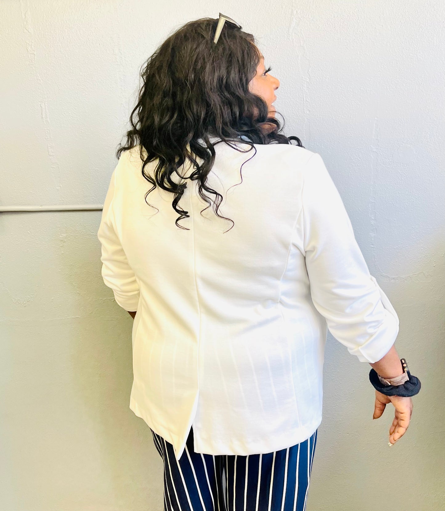 WHITE BIRCH- Long Sleeve Solid Knit Blazer