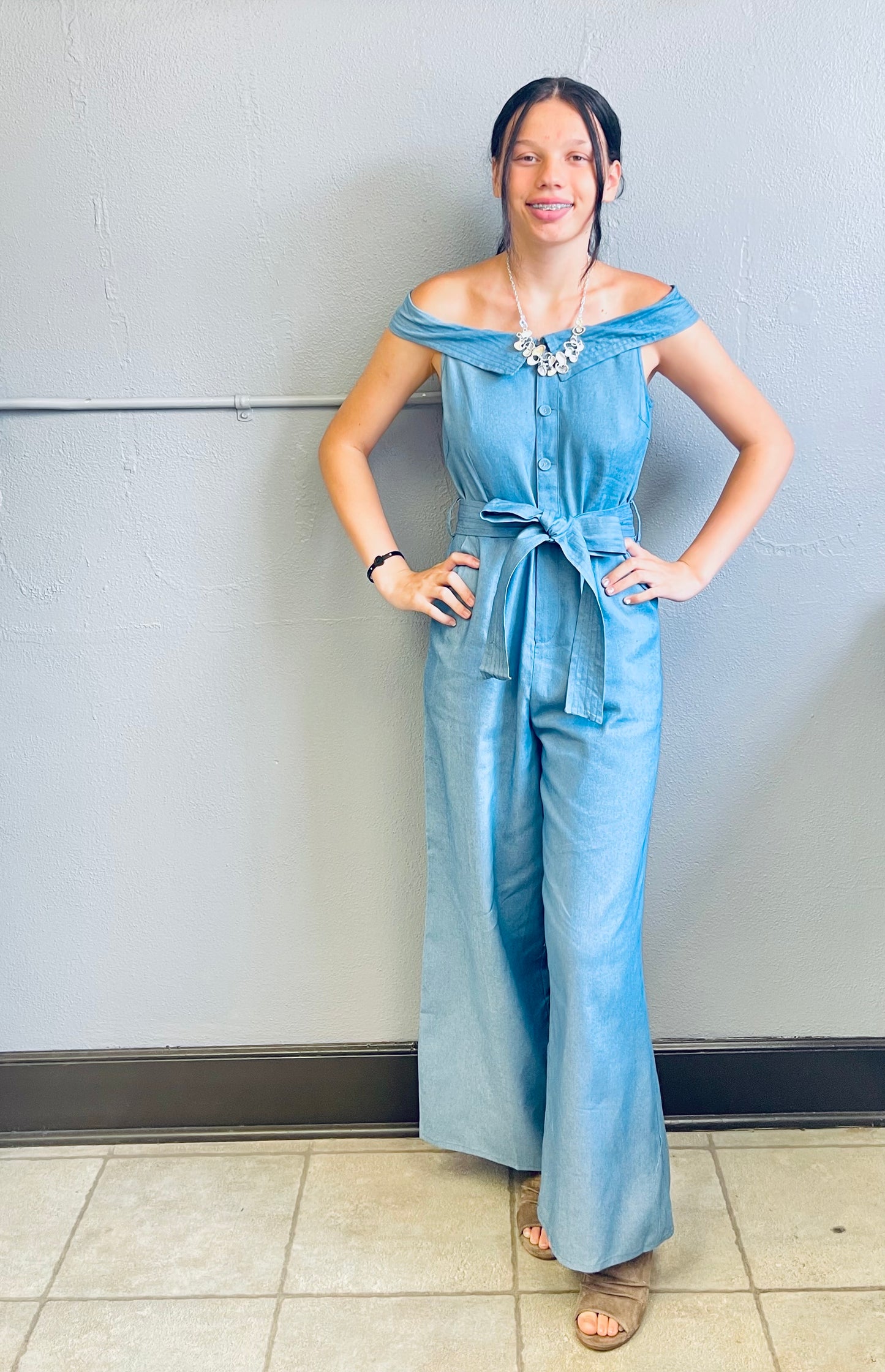 DAVI&DANI- Denim Wide Leg Jumpsuit