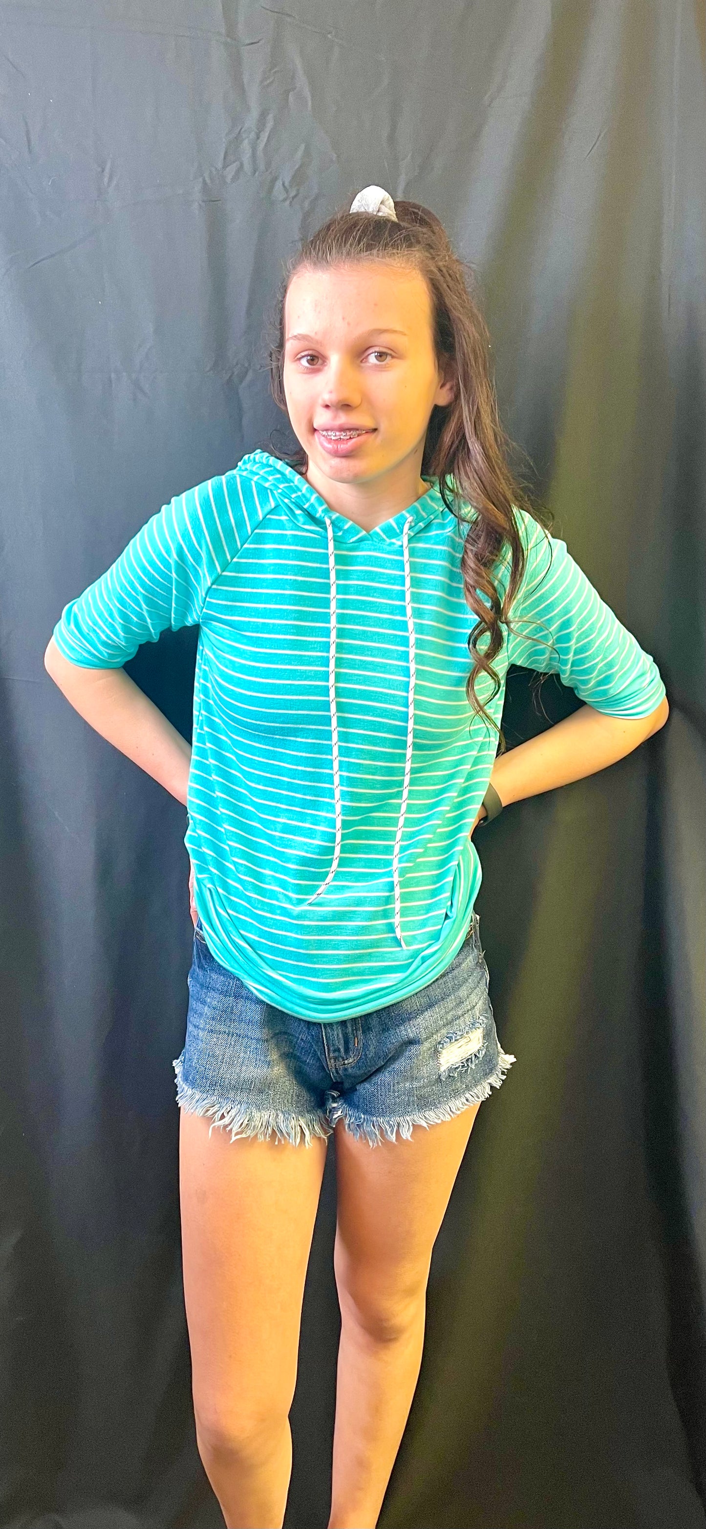 STACCATO- Shoe Lace Drawstring Hoodie Top