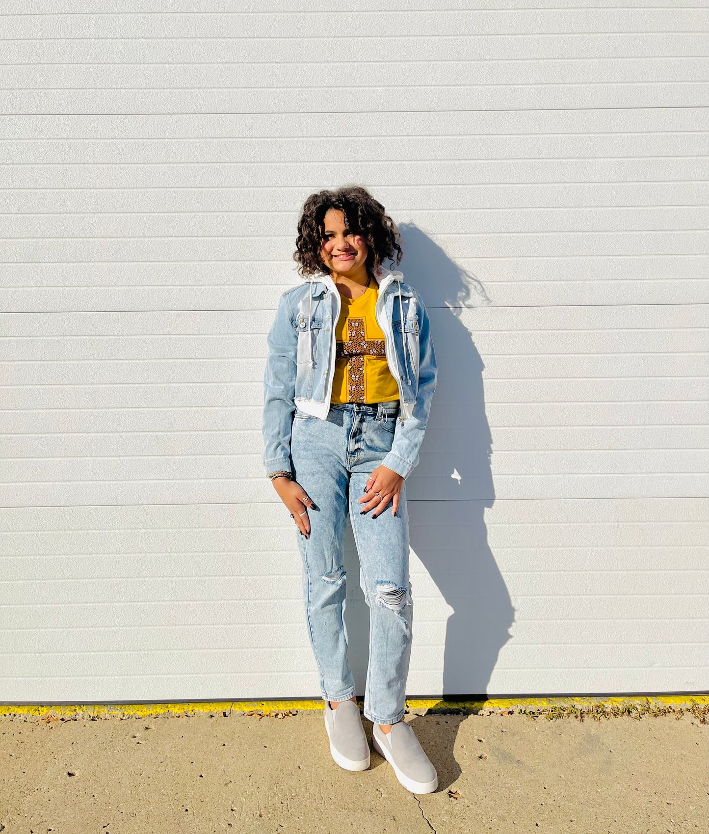 LOVE TREE- Cropped Layered Denim Jacket