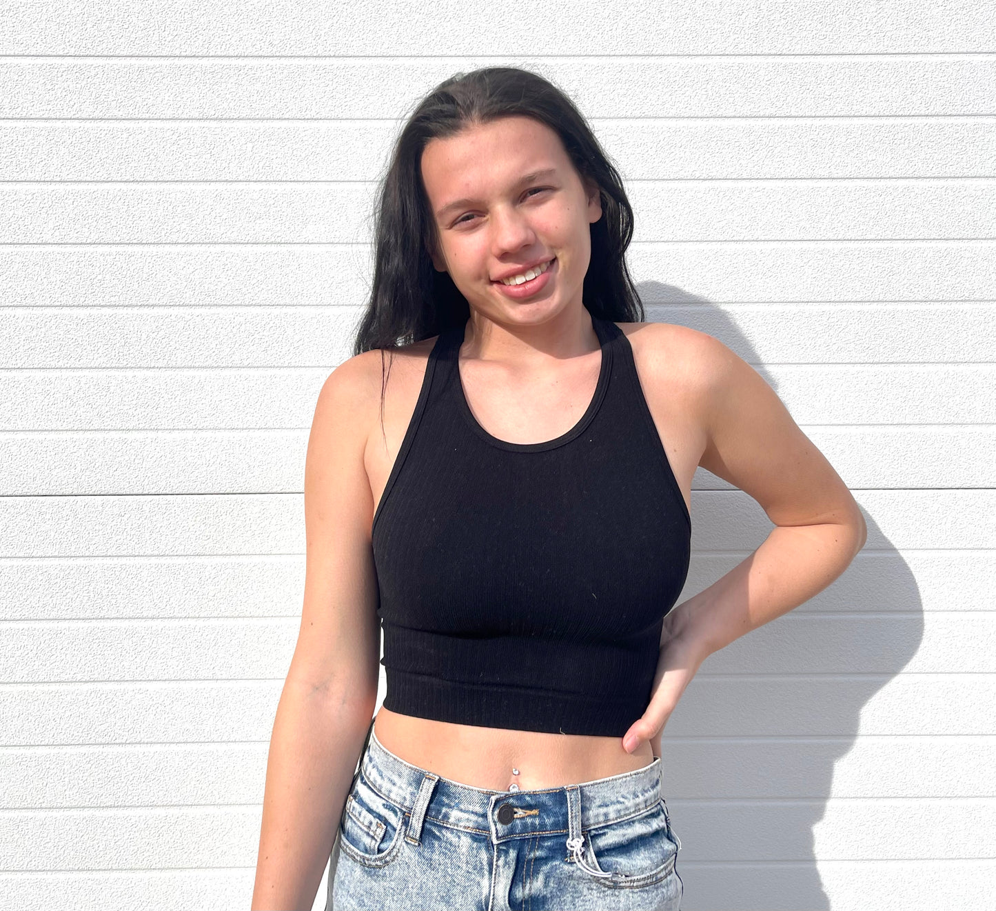 ZENANA- Wide Ribbed Racerback Crop Top