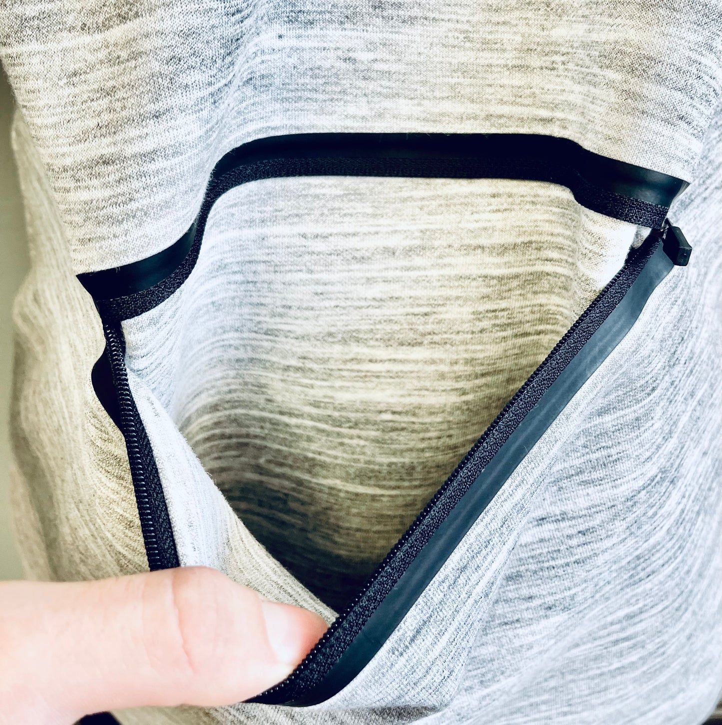 MONO B MEN- Crew Neck Pullover with Zippered Front Pocket