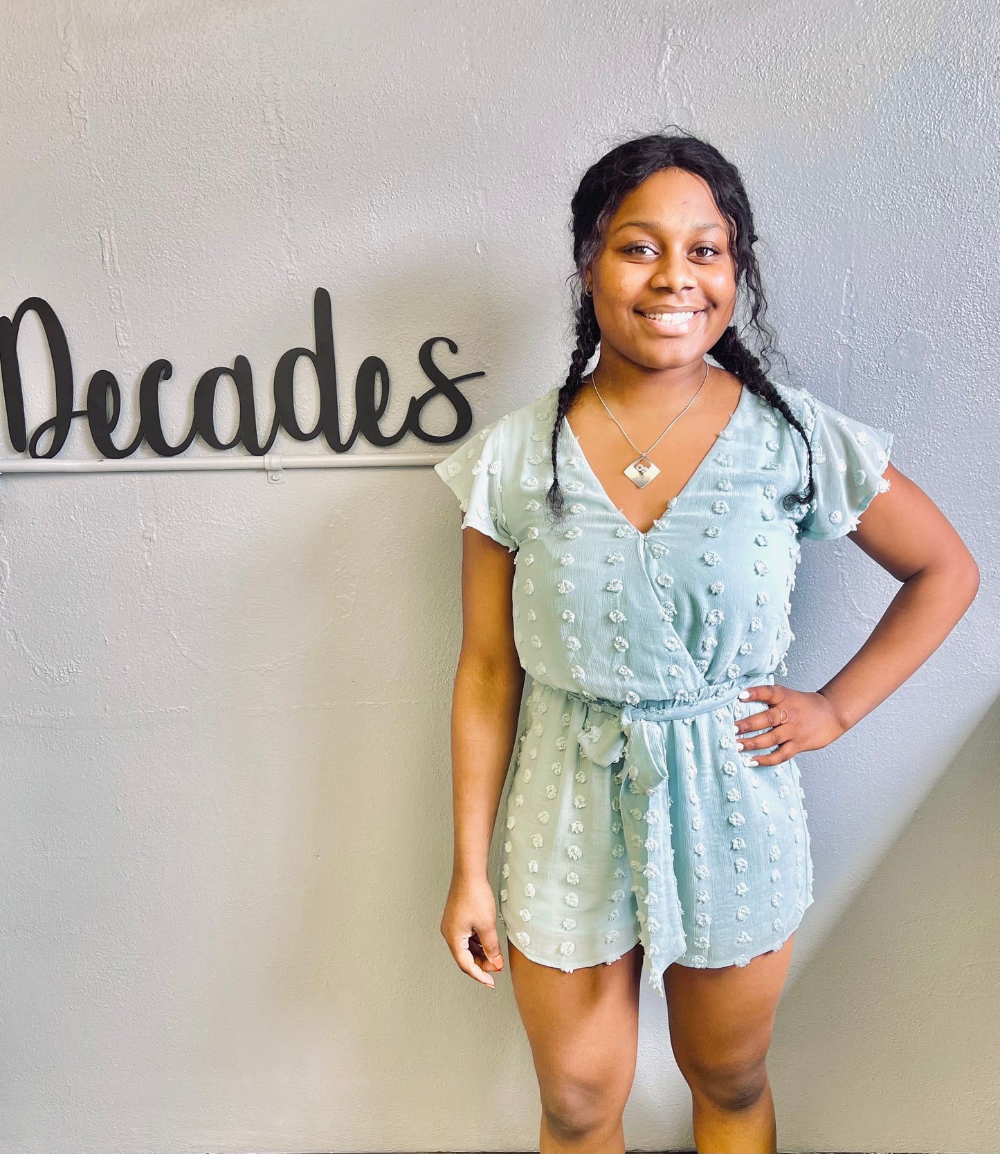 MAIN STRIP- V Neck Ruffle Sleeve Romper
