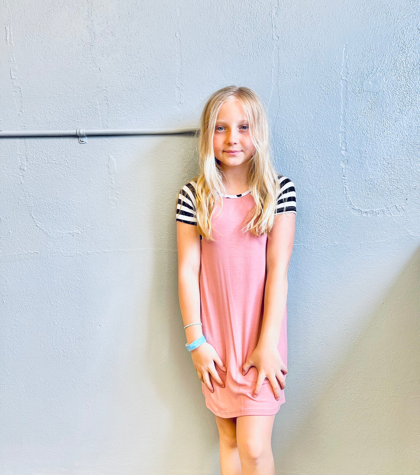 PS KATE- Solid Jersey Polka Dot/Stripe Dress