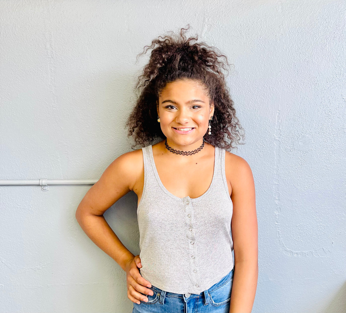 HYFVE- Snap Button Front Crop Tank Top
