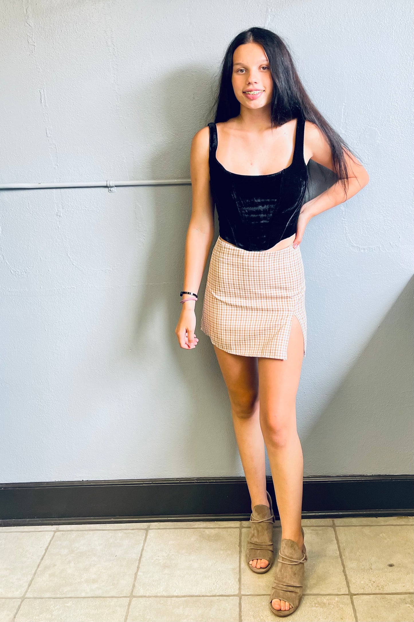 HYFVE- Plaid Mini Skirt w/ Slit