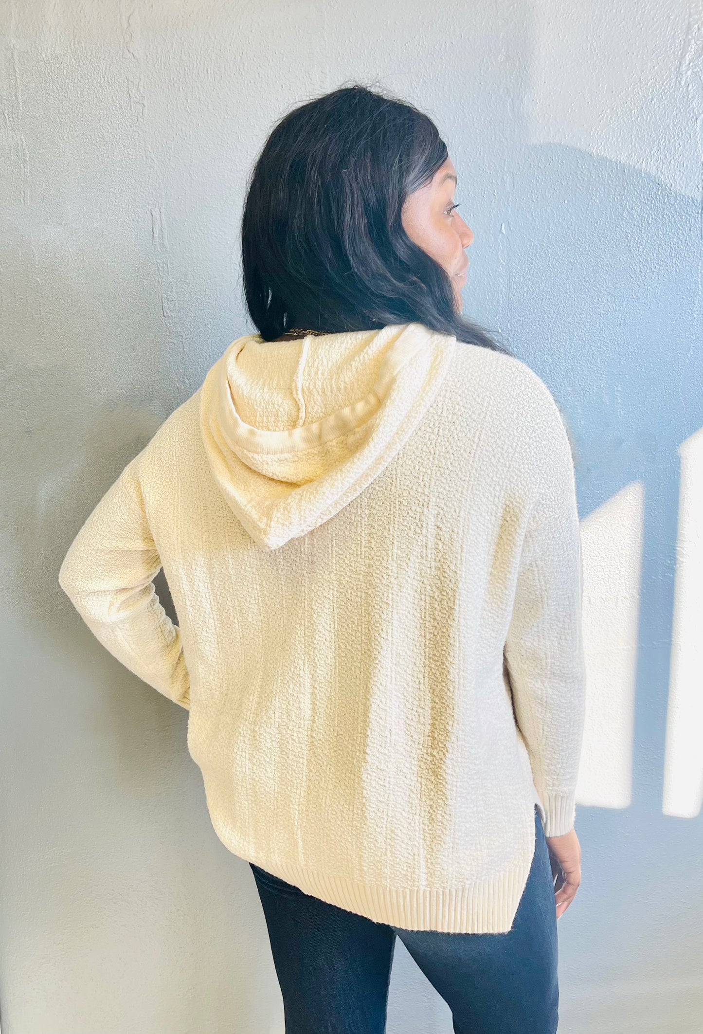 PAPER CRANE- Drawstring Hoodie Long Sleeve Top