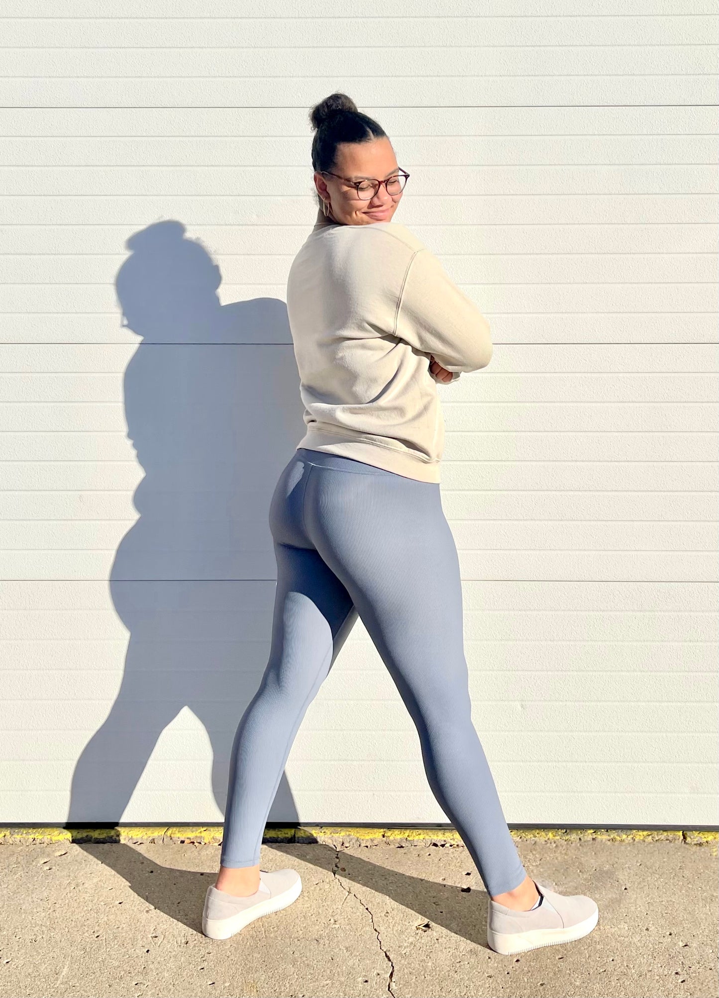 Mono B BRONZE - Micro Ribbed Lycra-Blend Highwaist Leggings