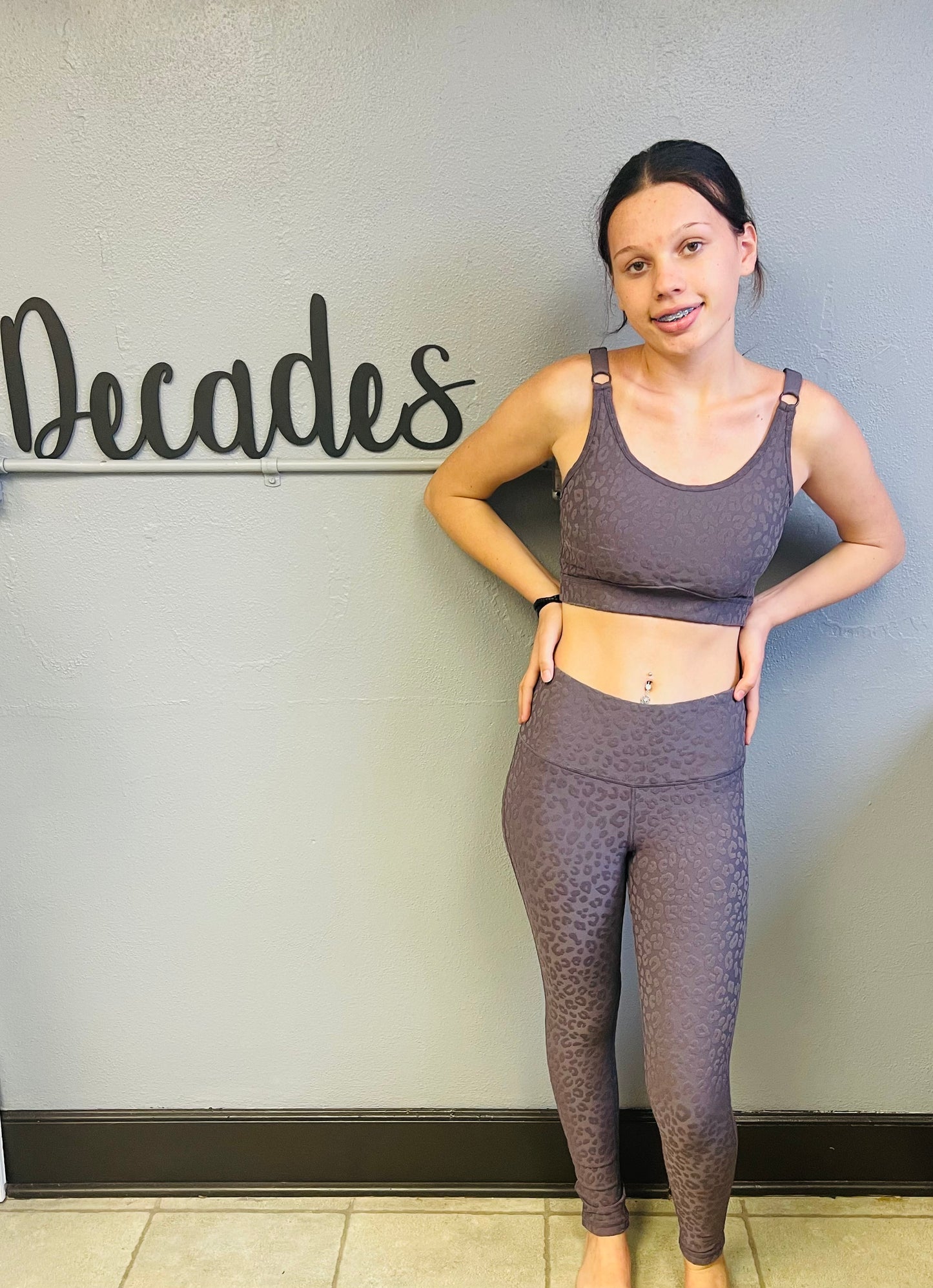 MONO B- Leopard Jacquard TACTEL® Peekaboo Back Adjustable Sports Bra