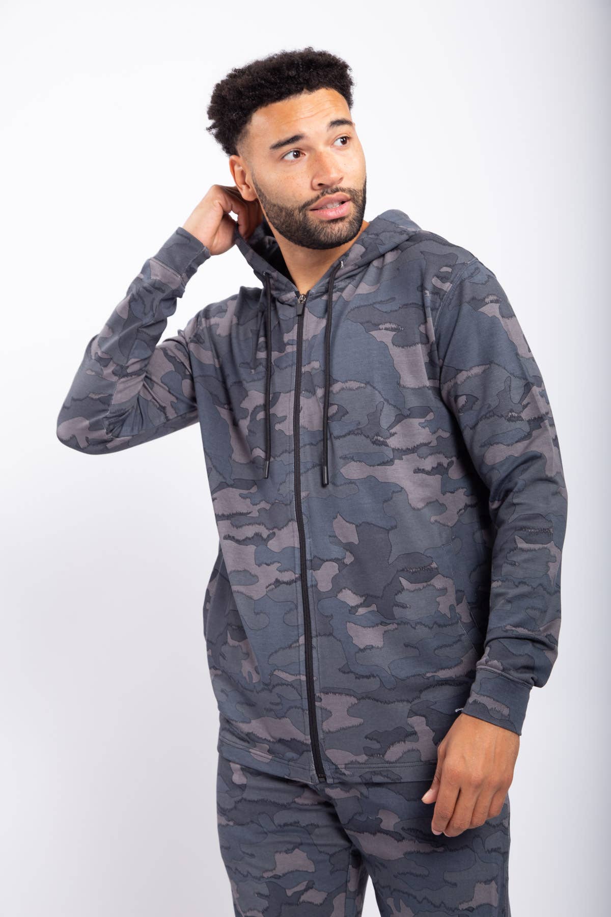 MONO B MEN - Jagged Camo Zip-Up Hoodie Jacket