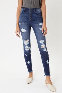 KANCAN- High Rise Distressed Ankle Skinny