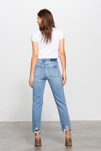 INSANE GENE- Medium Wash Ripped Girlfriend Jean