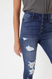 KANCAN- High Rise Distressed Ankle Skinny