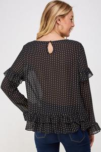 Solution- Navy Long Sleeve Shirt With Frills