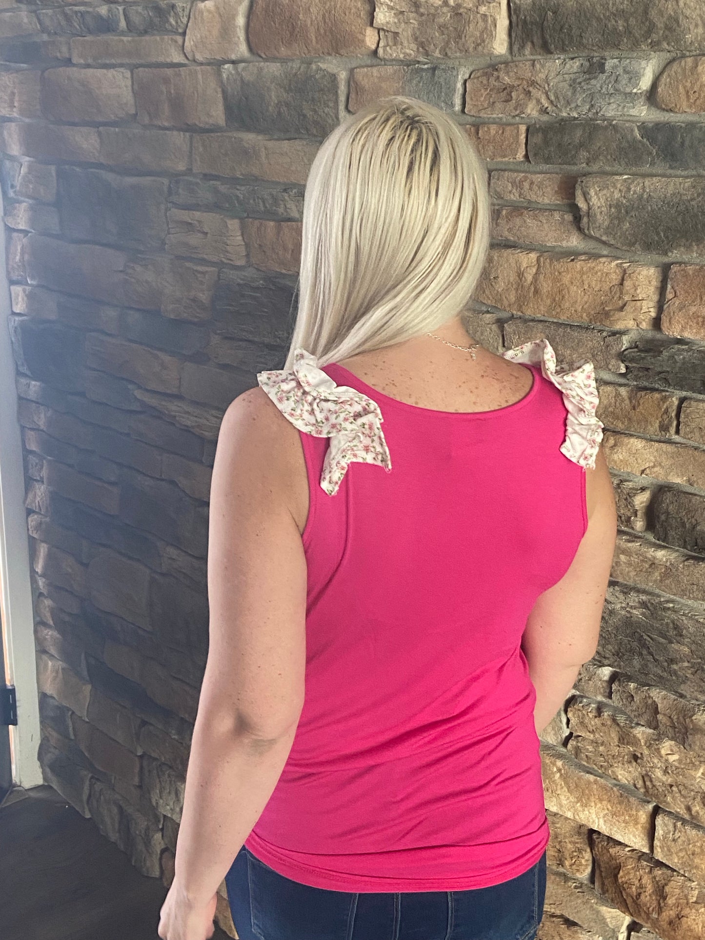 HEIMISH USA- V-Neck Tank Top w/ Ruffle Detail