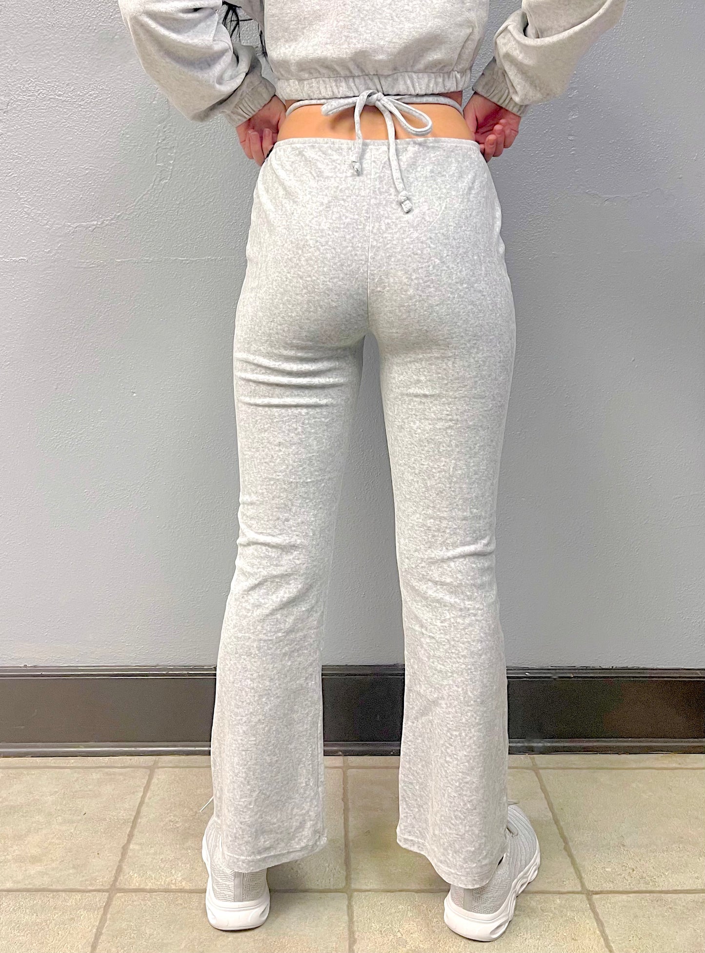 TIMING- Grey Velour High Waisted Pants