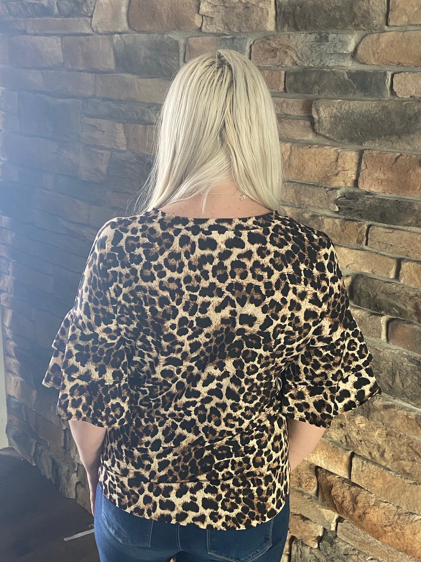 HEIMISH USA- Leopard V-Neck Top w/ Front Tie