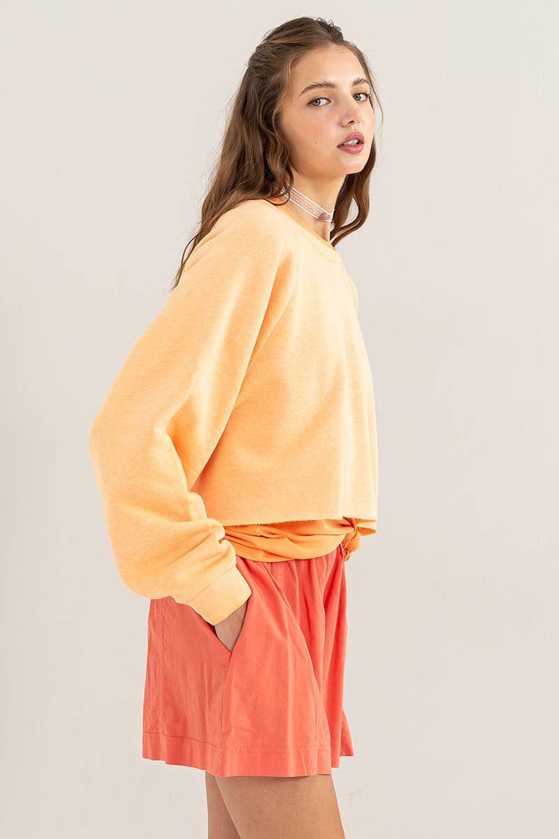 DZ24C251-LAID BACK CROP SWEATSHIRT: S / WATERMELON