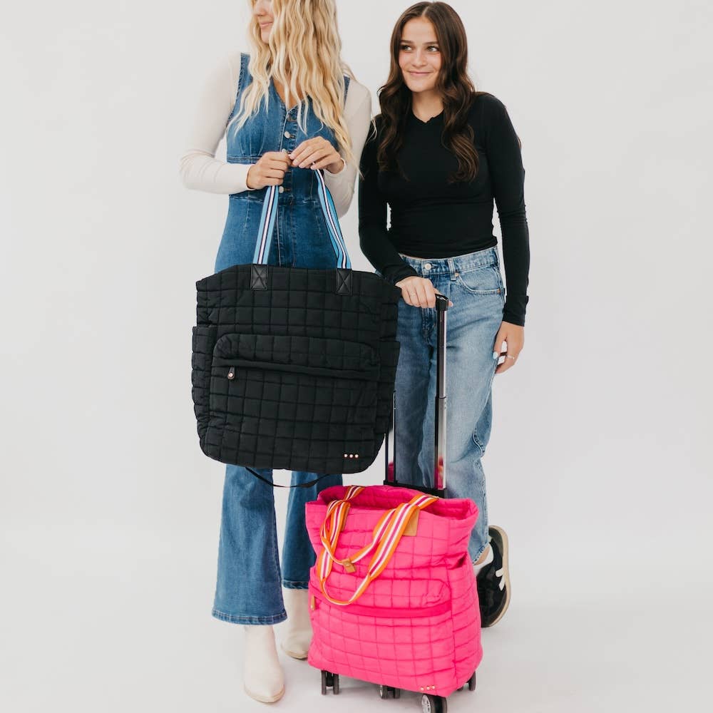 Tenley Quilted Tote Roller Bag: Fuchsia