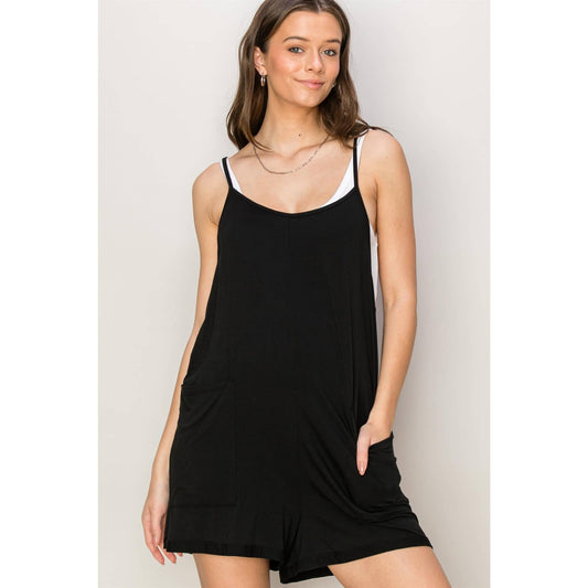 HF24E140-PATCH POCKET JERSEY ROMPER: BLACK / S