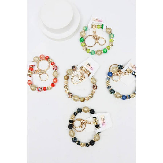 Colorful Beaded Wristlet Key RIng: MIX COLOR / ONE