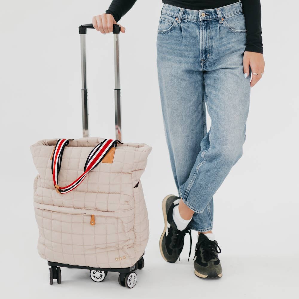 Tenley Quilted Tote Roller Bag: Fuchsia