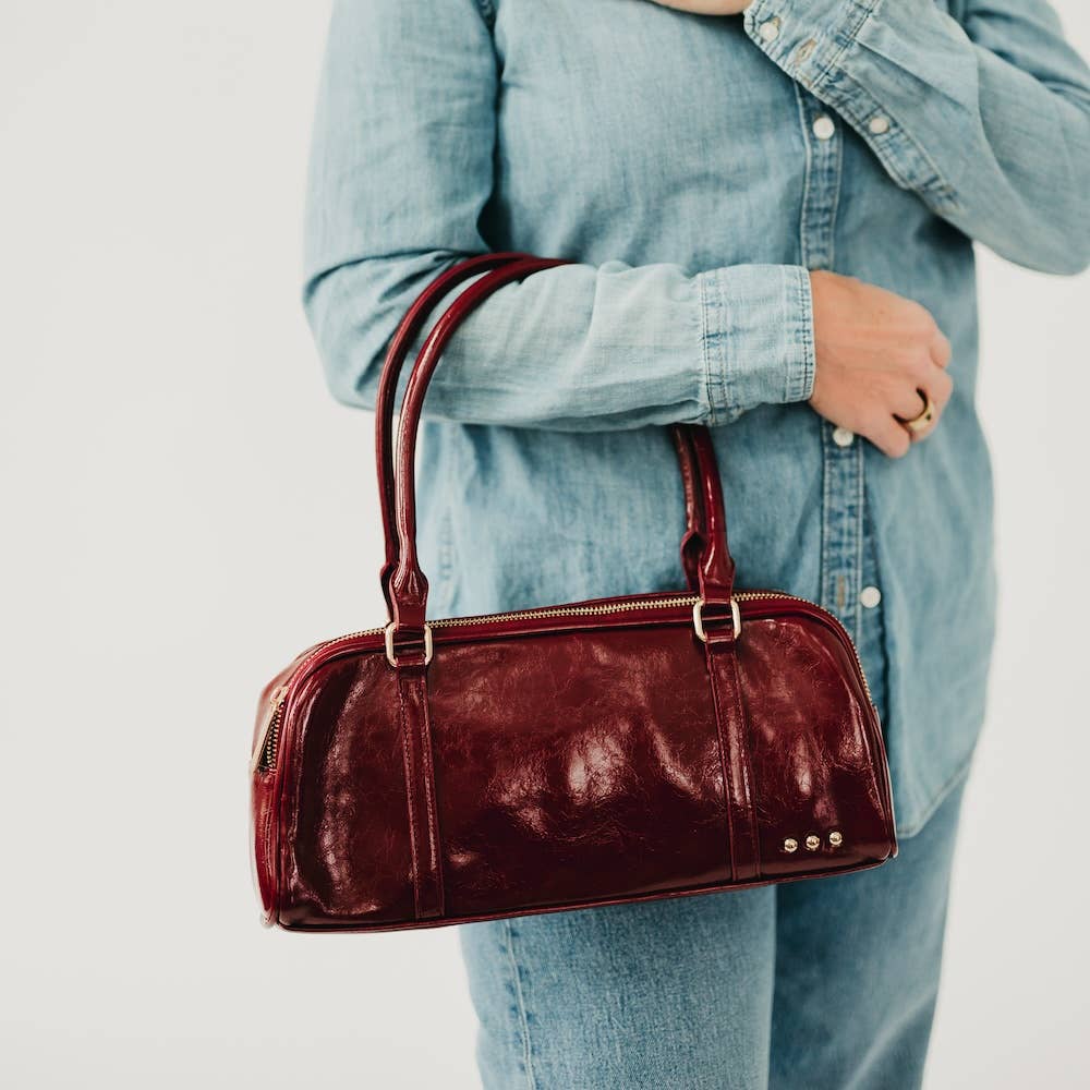 Arlys Barrel Shoulder Bag: Burgundy