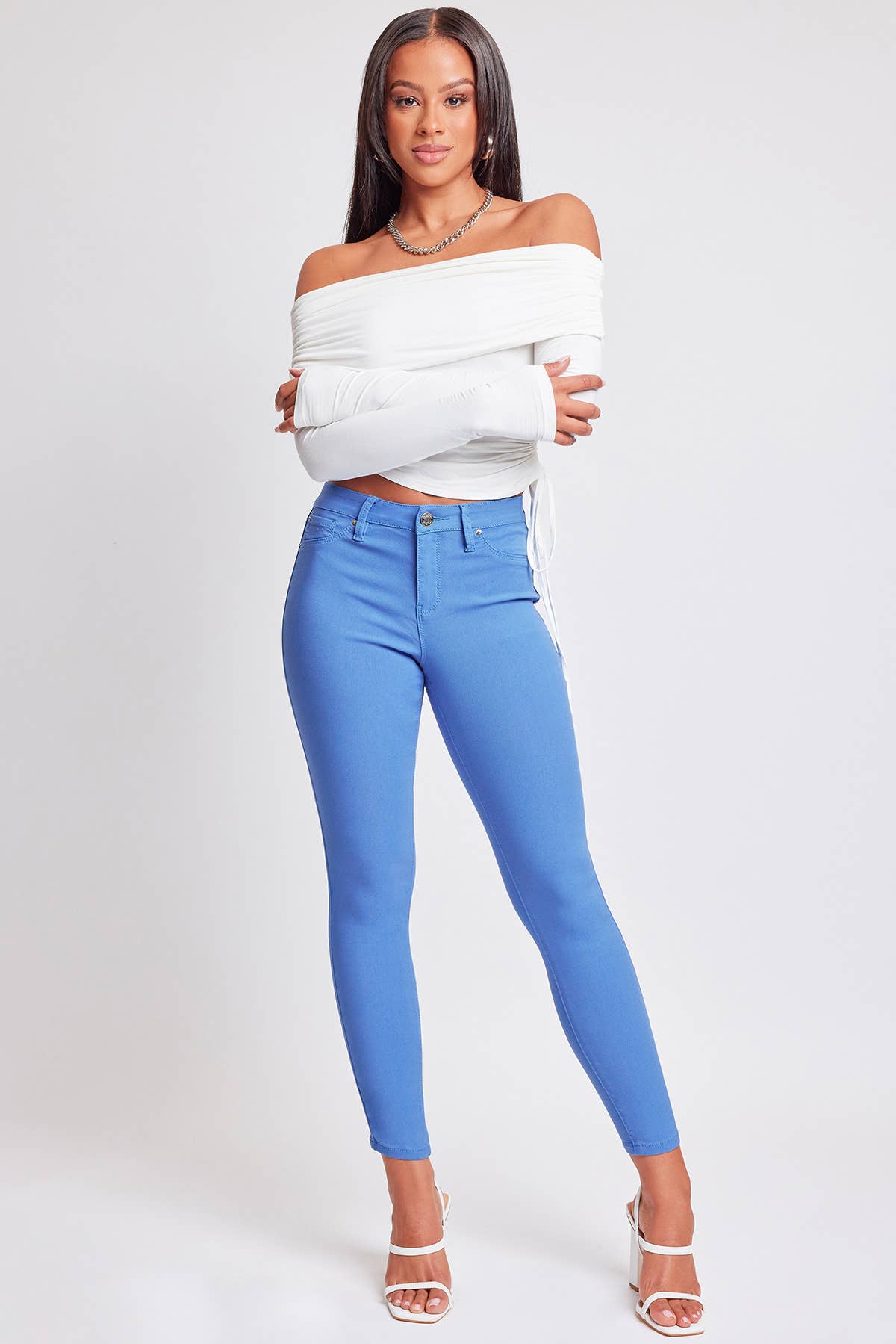 Hyperstretch Mid-Rise Skinny Jean: M / Junior / Shell Pink